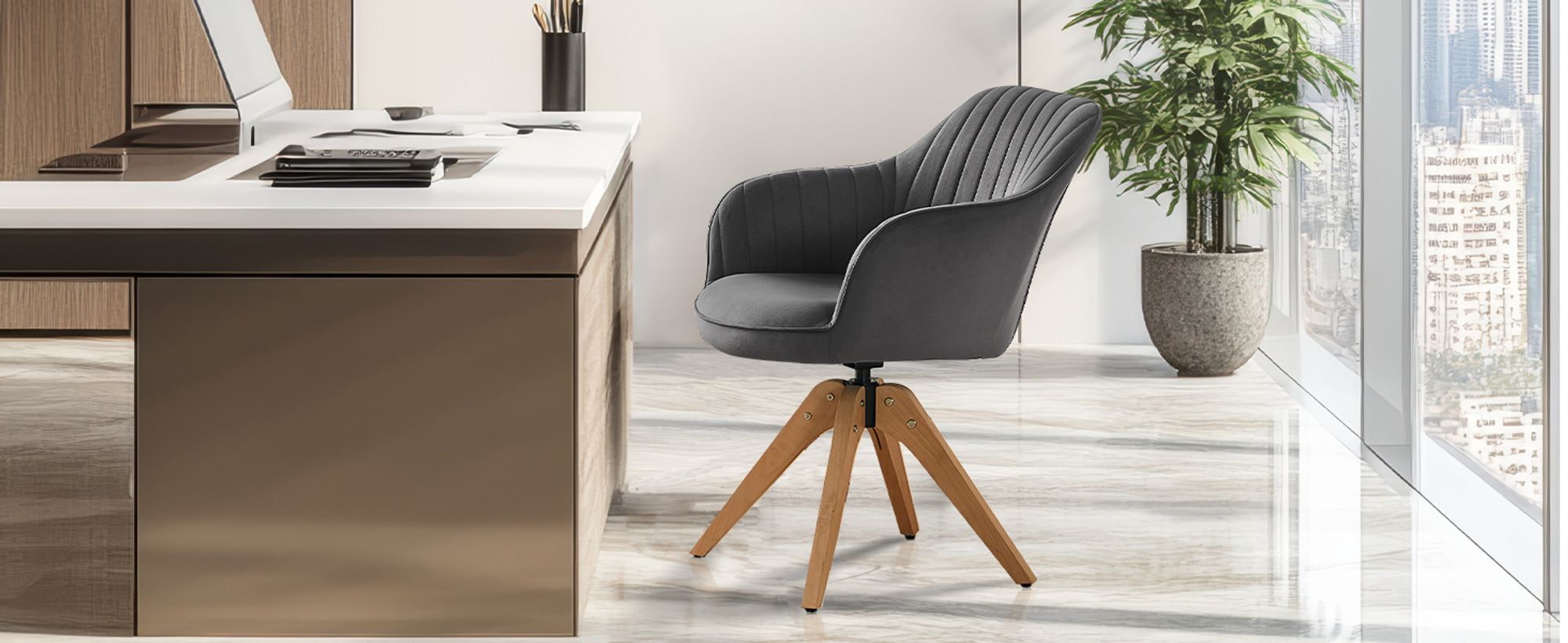 Ergonomischer, extra dick gepolsterter Samtstuhl