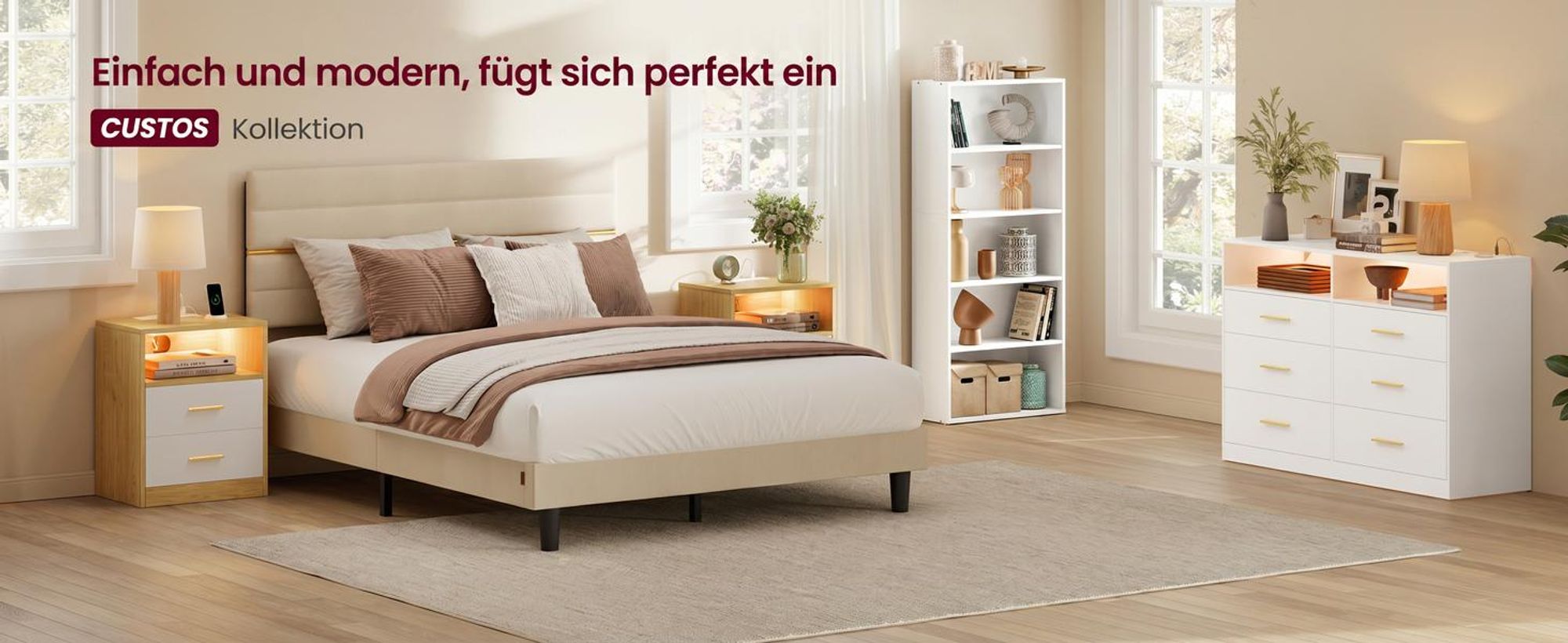 VASAGLE Beistelltisch mit Schubladen, 2er Set, Nachttisch aus Holz, Schlafzimmer, Holzspanplatte, MDF, Gelb und Weiß
