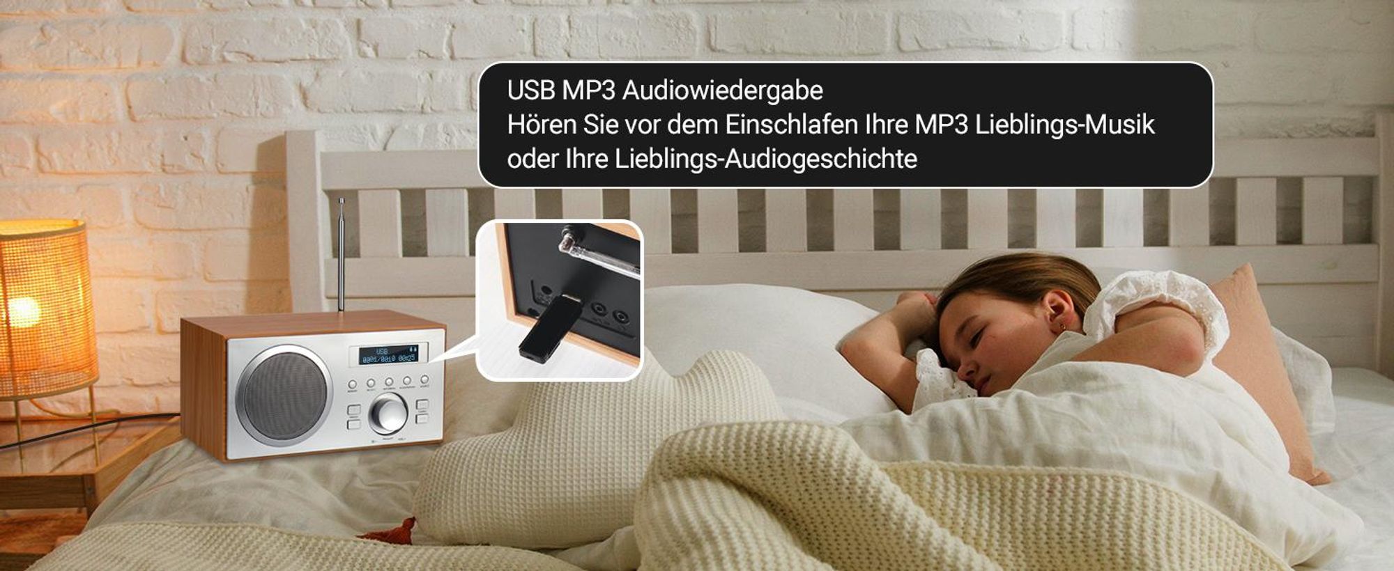 DAB+/FM Radio mit Bluetooth digitales Küchenradio mit Holzgehäuse - August MB420