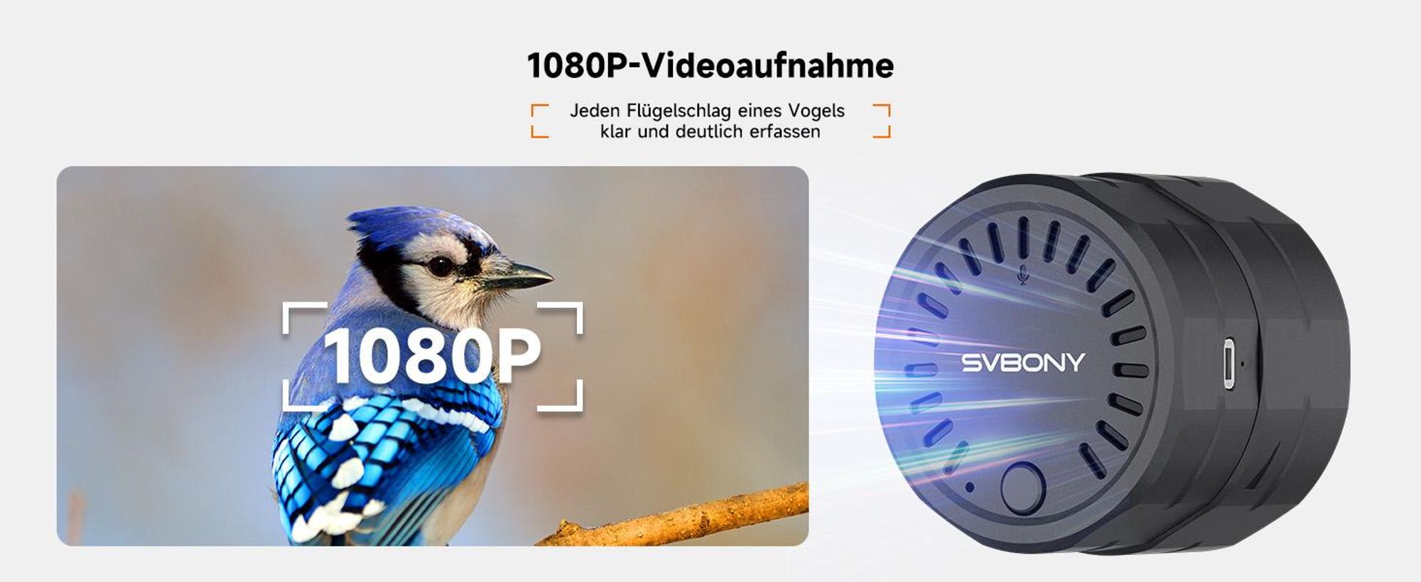 Svbony SC002 Spektiv Kamera, WIFI Elektronische Okularkamera, 2MP 1080P, 32GB TF-Karte, 10m Übertragung, 4 Zoom-Effekte, 37-56mm, für Fotografi