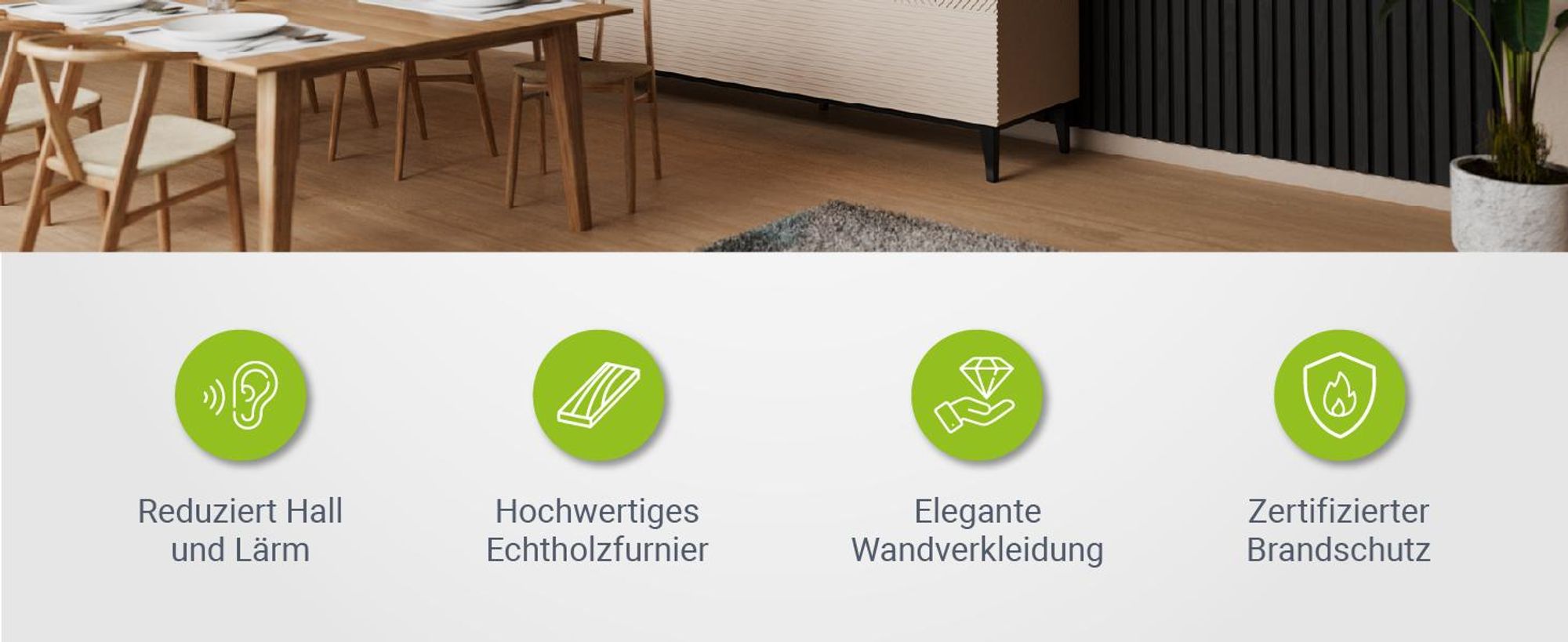 Juskys Wandpaneele Akustik 4er Set 2,88 qm - Verbesserte Akustik durch schallabsorbierende Materialien - Eiche Dunkelgrau