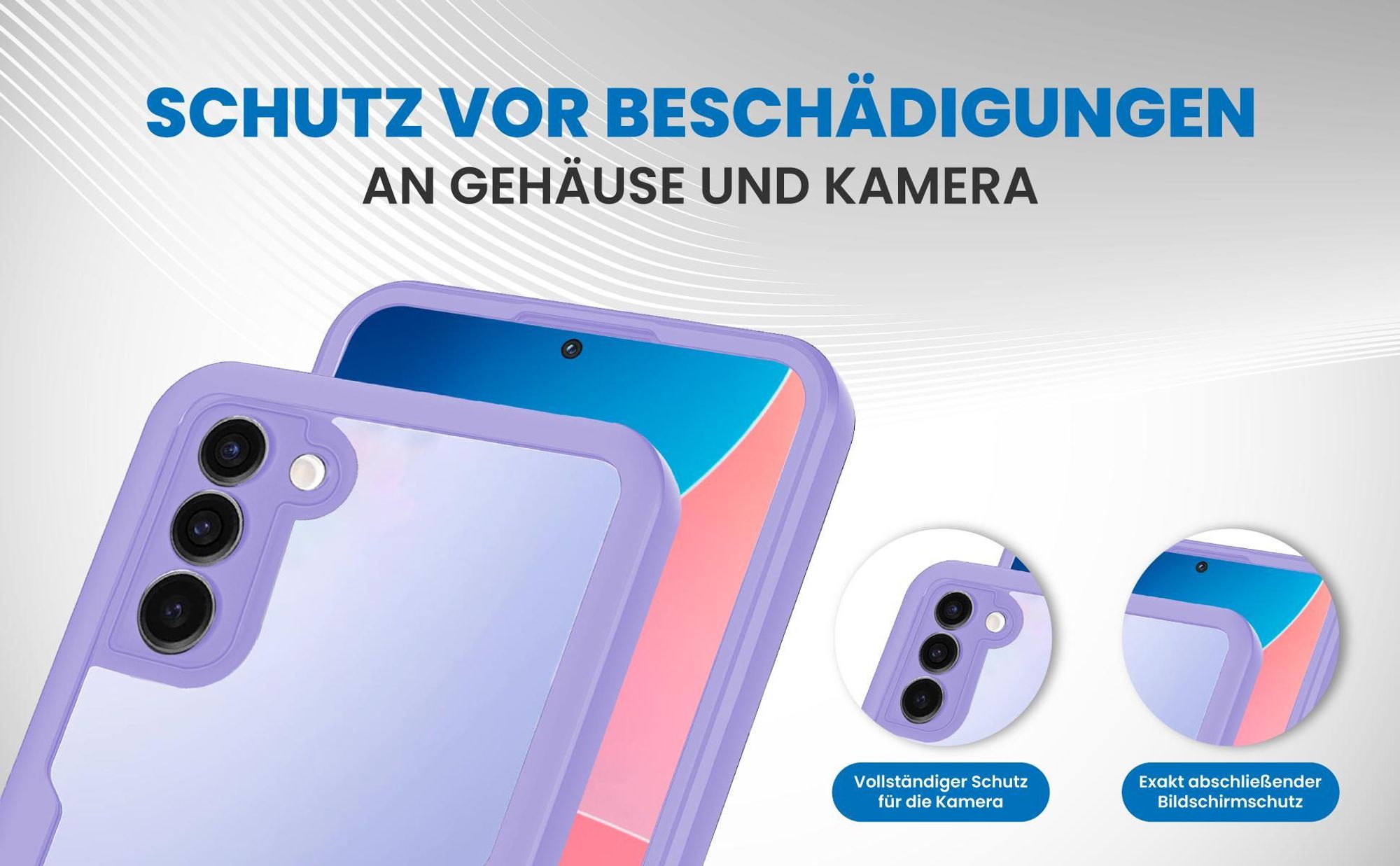 Violette 360 Grad Handyhülle für Samsung Galaxy S22 Front und Backcover