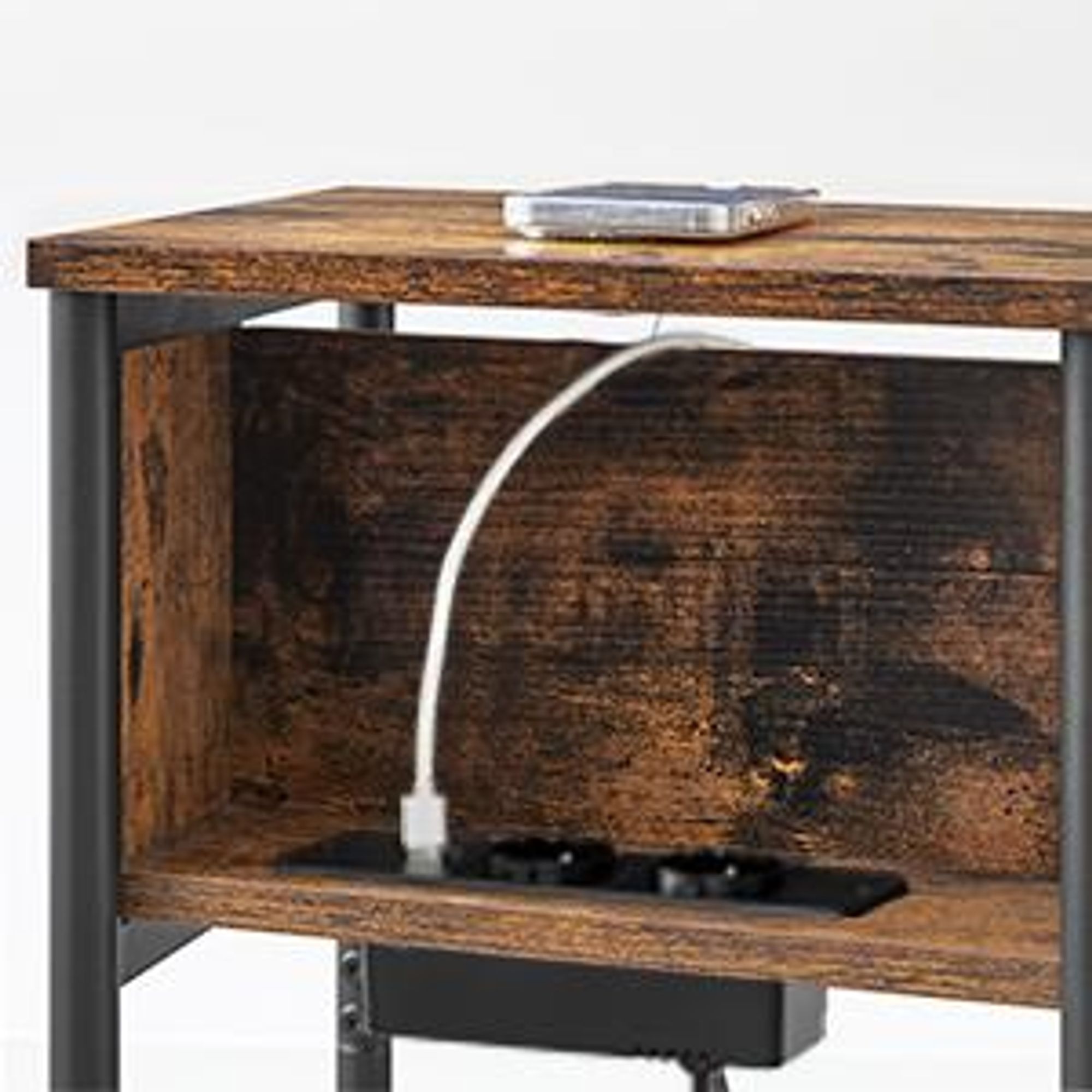 VASAGLE Beistelltisch, mit Steckdose, 2 AC-Anschlüsse, 2 USB-Anschlüssen