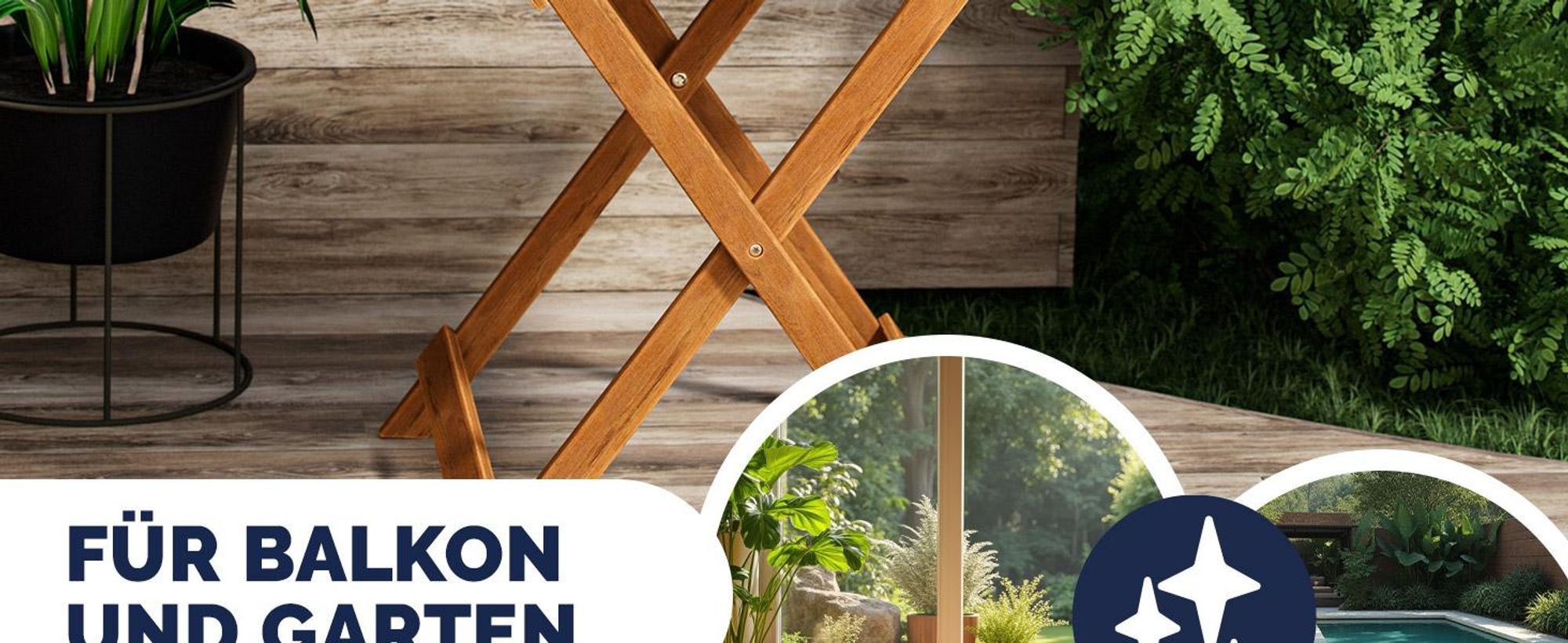 CASARIA® Beistelltisch klappbar, outdoor, FSC®-Zertifiziert 70x70x73