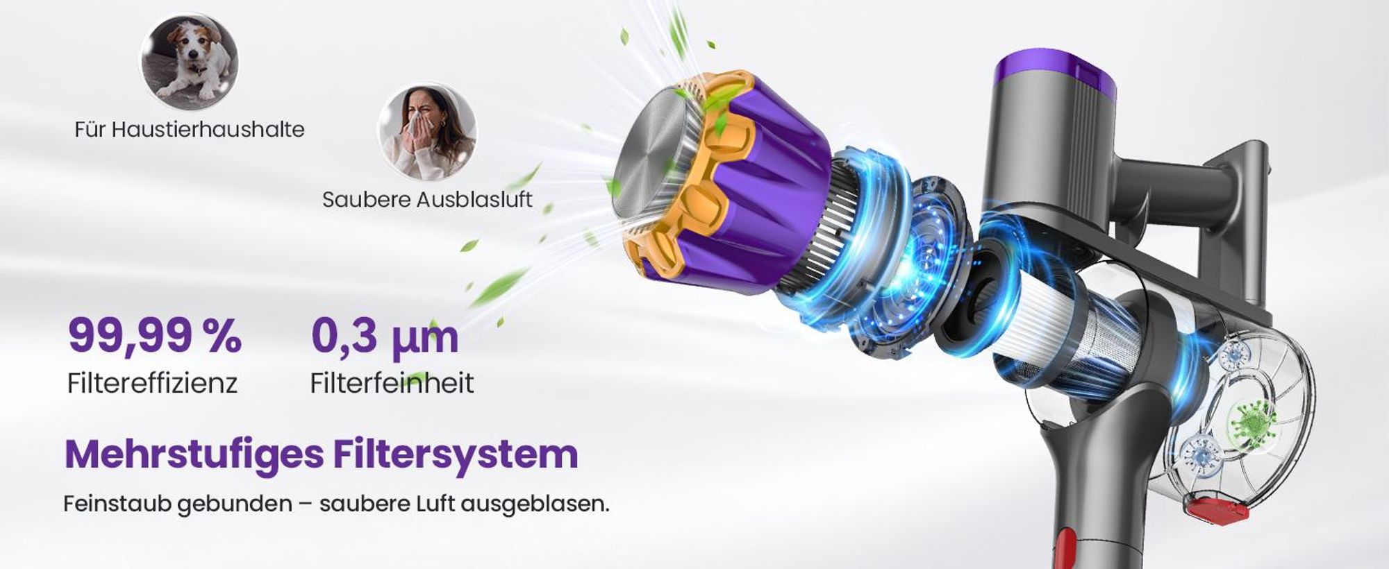 75000Pa Akku staubsauger 600W/70Min.1,2L Staubbehälter,Ultraleiser Staubsauger Kabellos,65dB leise,OLED Display,H14-Filtersystem,handstaubsauger