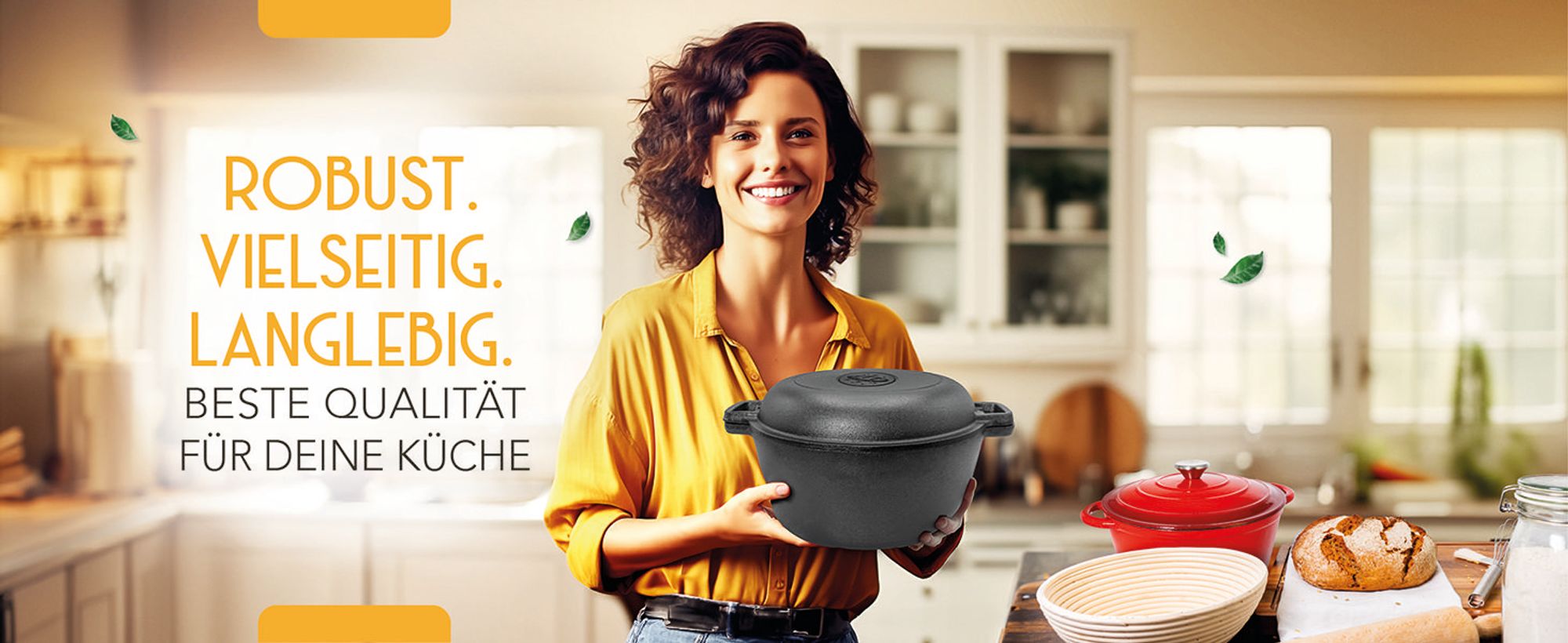 Gusseisen Topf Brot backen - Brotbackform mit Deckel 26CM für selbstgemachtes Brot - Brotbacktopf, Brotbackzubehör, Gusseisentopf