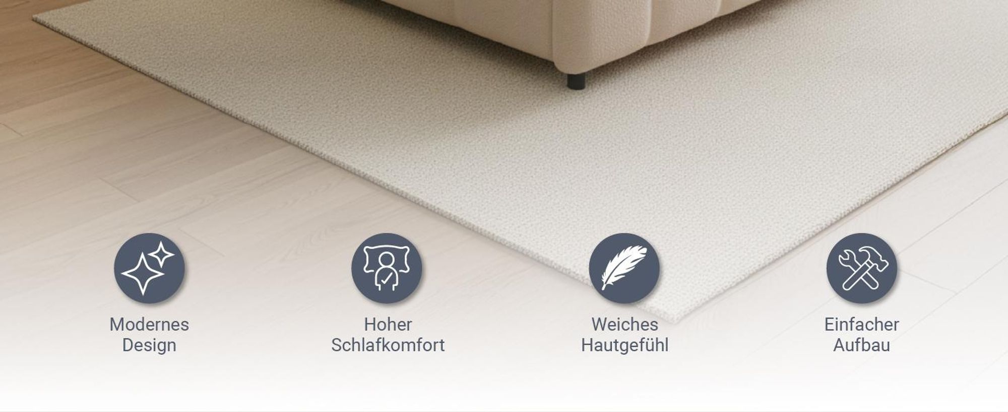 Juskys Polsterbett Florenz 140 x 200 cm mit Matratze, Bouclé, Bubble Design & modern – Beige