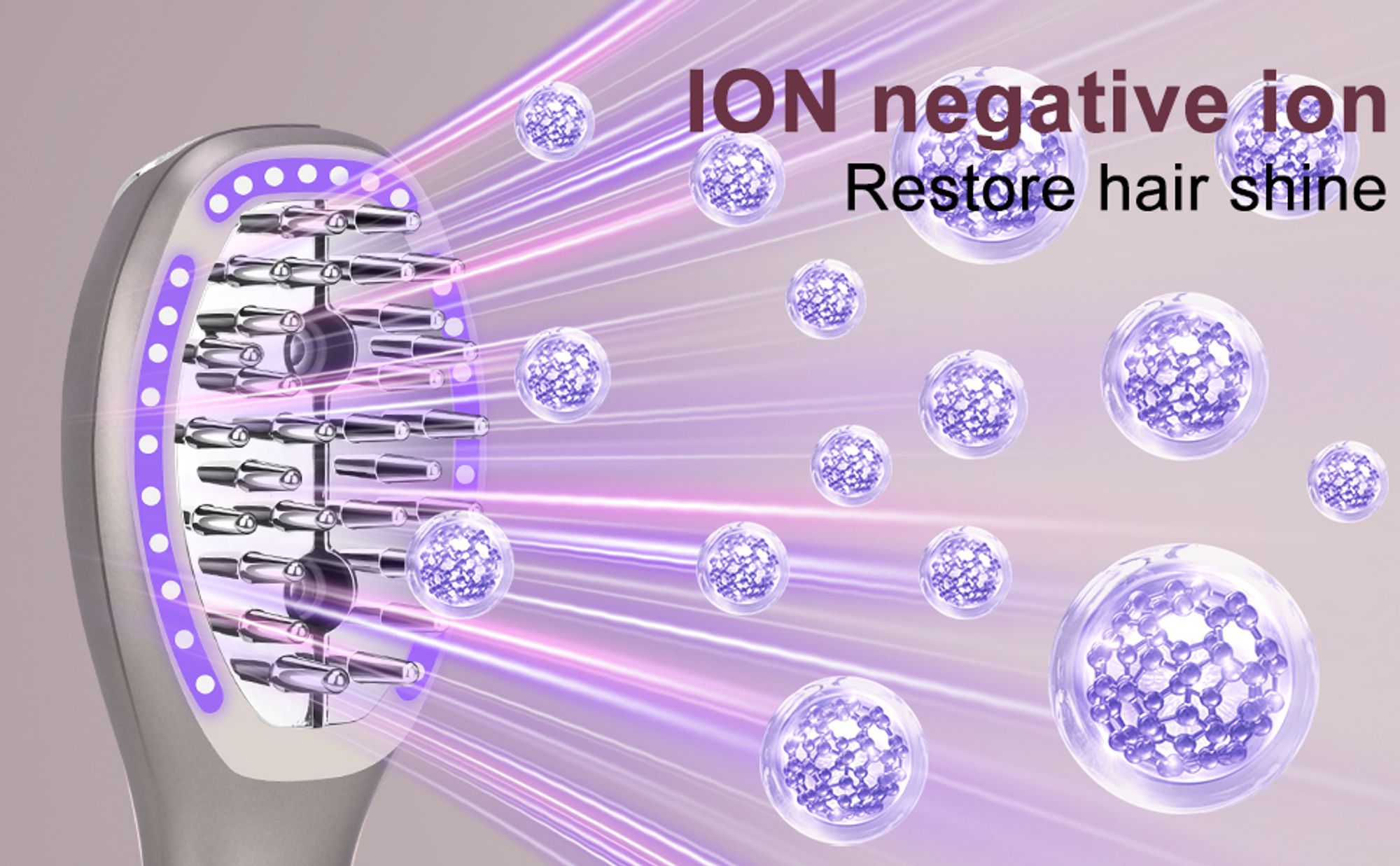 Cool-i® 5-in-1 Kopfhautpflegebürste – LED, Infrarot, EMS, Ionen & Nebel-Vibration – für ergänzende Kopfhautpflege in Champagnergold.