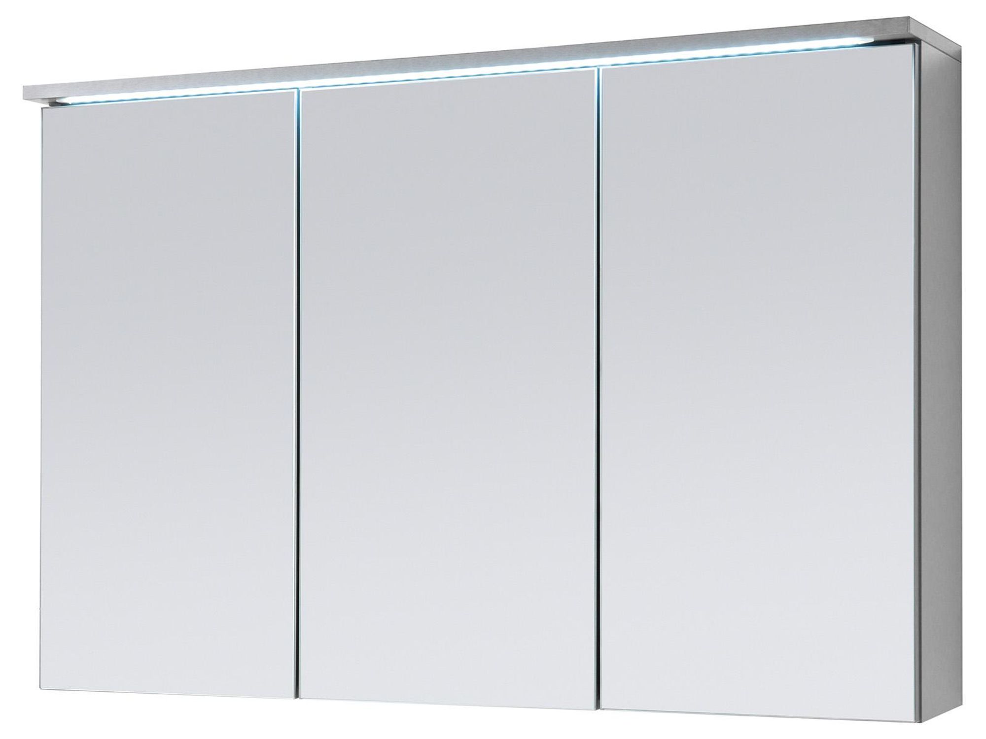 Spiegelschrank "Kirkja I" – moderner Bad-Spiegelschrank mit LED-Beleuchtung und 3 Spiegeltüren
