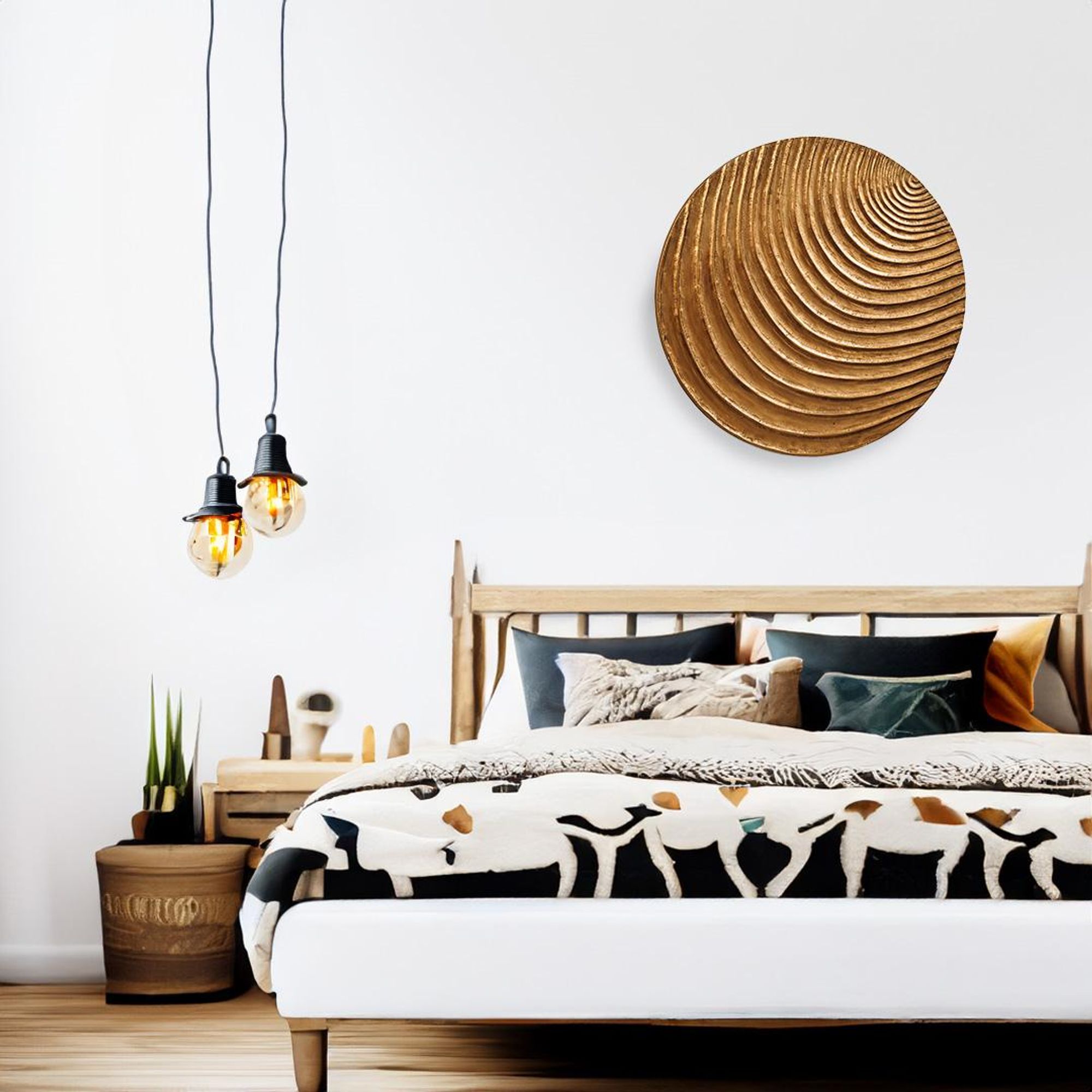 Kobolo Wandbild MUMBAI aus Holz – MDF – goldfarben - Wandkunst Wall Picture Deco Deko Wohnzimmer Einrichtung Home Living Room Modern Esszimmer Büro