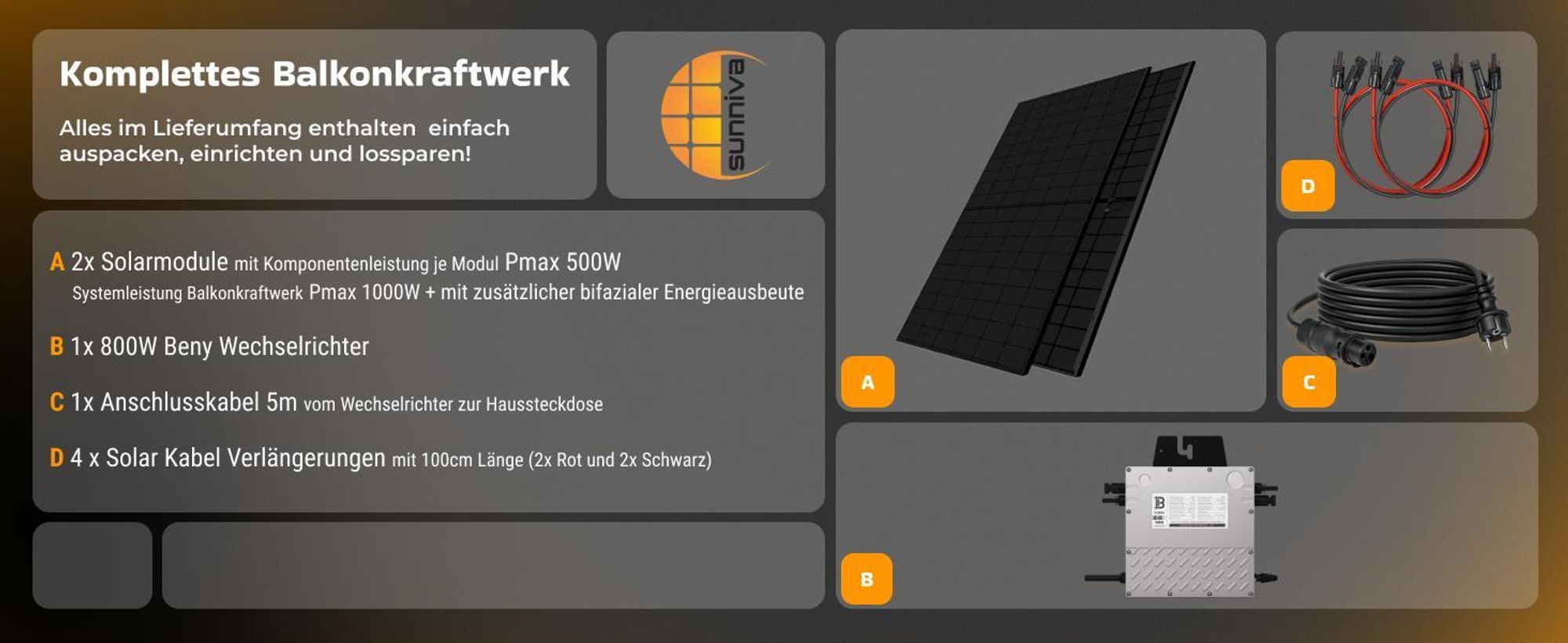 Sunniva Balkonkraftwerk 920W Komplettsets