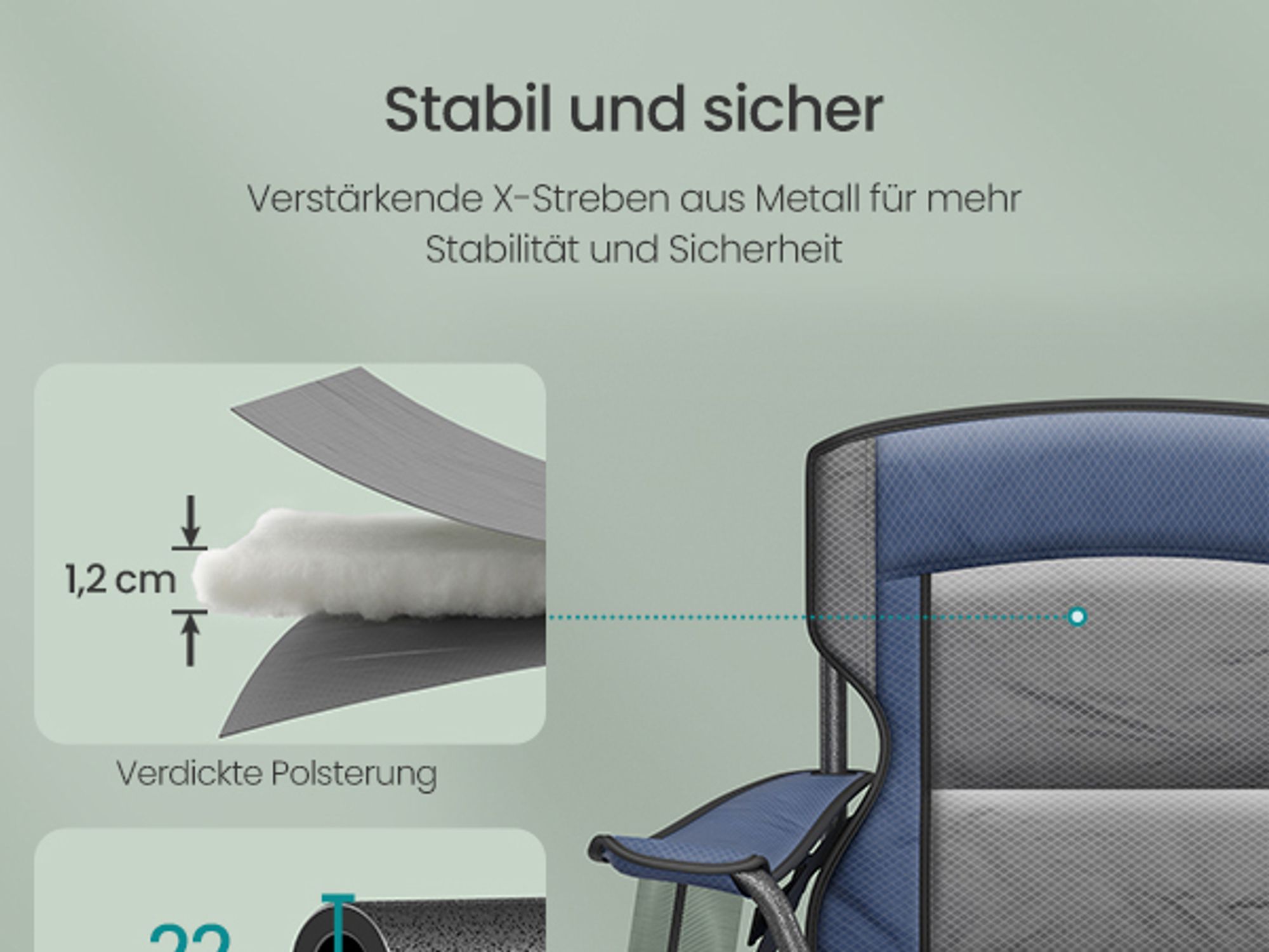 SONGMICS Campingstuhl, Klappstuhl mit Getränkehalter, Angelstuhl, klappbar, bis 205 kg