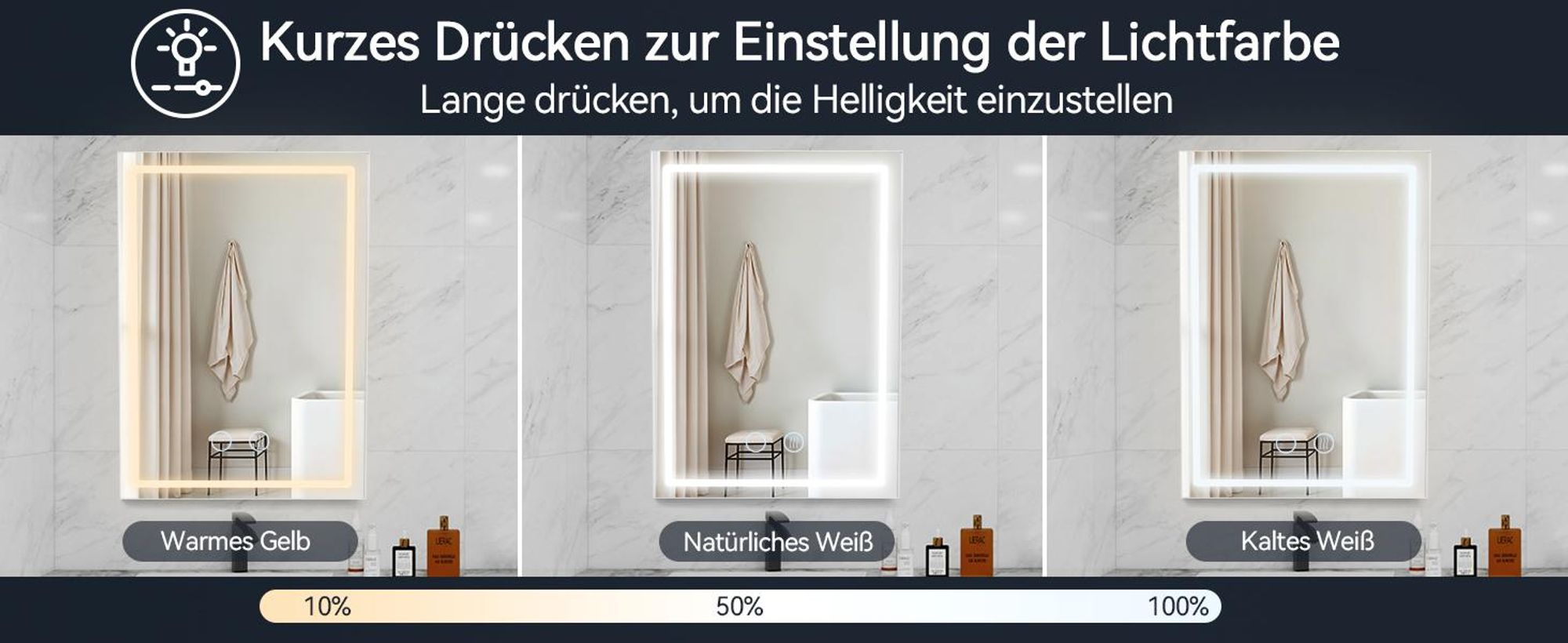 Puluomis Spiegelschrank Bad mit 3 färbiger dimmbarer Beleuchtung, Badezimmerschrank mit Steckdose, USB-Anschluss,Wandschrank Aluminium Badezimmer Weiß