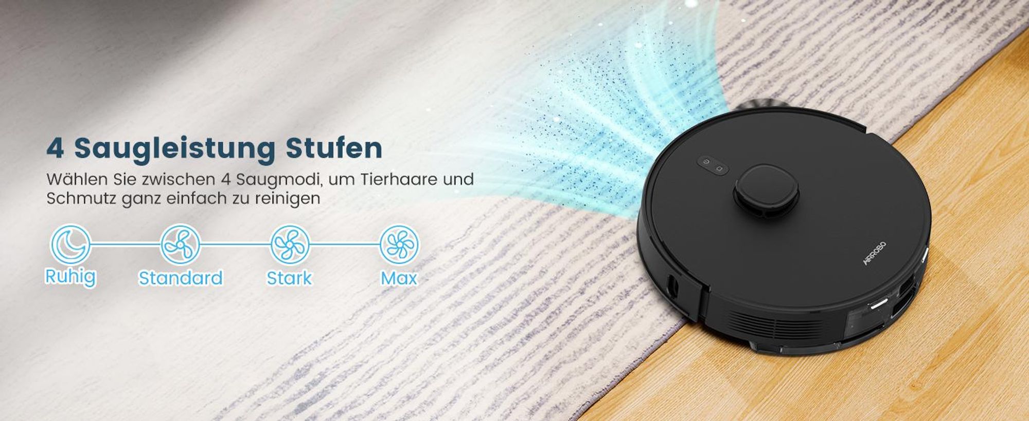 AIRROBO Saugroboter mit Absaugstation und Wischfunktion T20 Plus, Lasernavigation, 5500Pa Saugkraft, 3 in1 Staubsauger Roboter