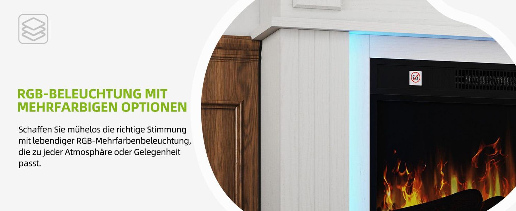 Elektrokamin 2000W, bis 30 m², 3D Flammeneffekt, mit Timer, 24-Farb-LED, Fernbedienung, Elektrischer Kamin, 100 x 26 x 80 cm