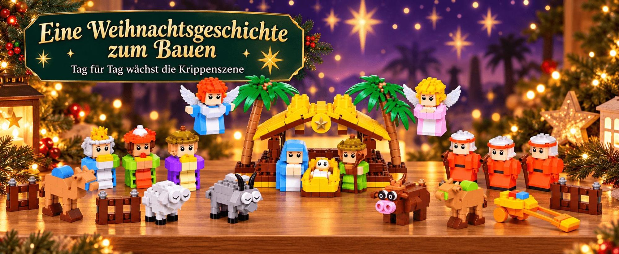 Adventskalender 2026 mit 24 Zahlen, Jesus Geburt Szene aus Bausteinen, 24 nummerierte Türchen zum Selberbauen, Christliche Weihnachtsgeschenk für Kind