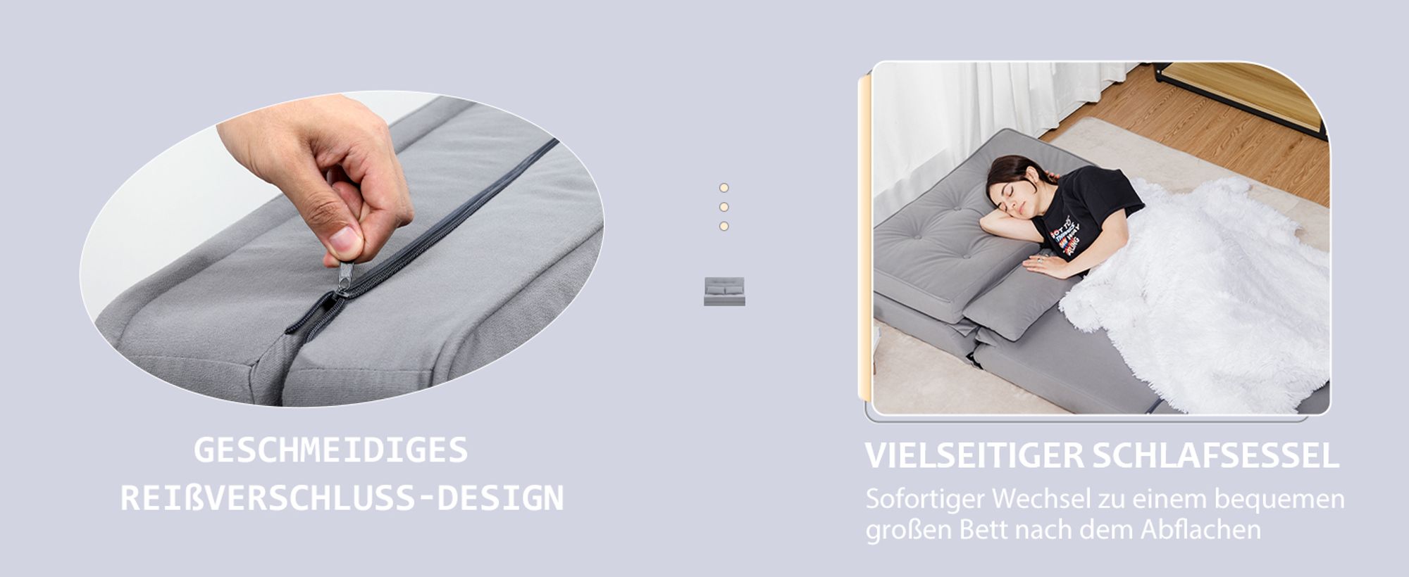 COMHOMA Relaxsessel Bodensofa Klappbar Bodensessel mit Schlaffunktion Lazy Sofa, gepolsert mit 5-stufig Verstellbarer Rückenlehne beige