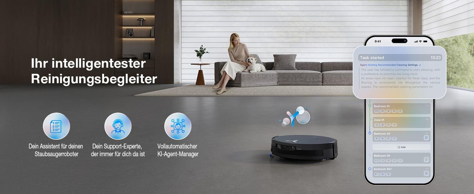 ECOVACS DEEBOT X12 PRO OMNI 22000Pa Staubsauger Roboter, Saugroboter mit Wischfunktion, OZMO Roller 3.0, FocusJet-System zur Fleckenvorlösung, Schwarz