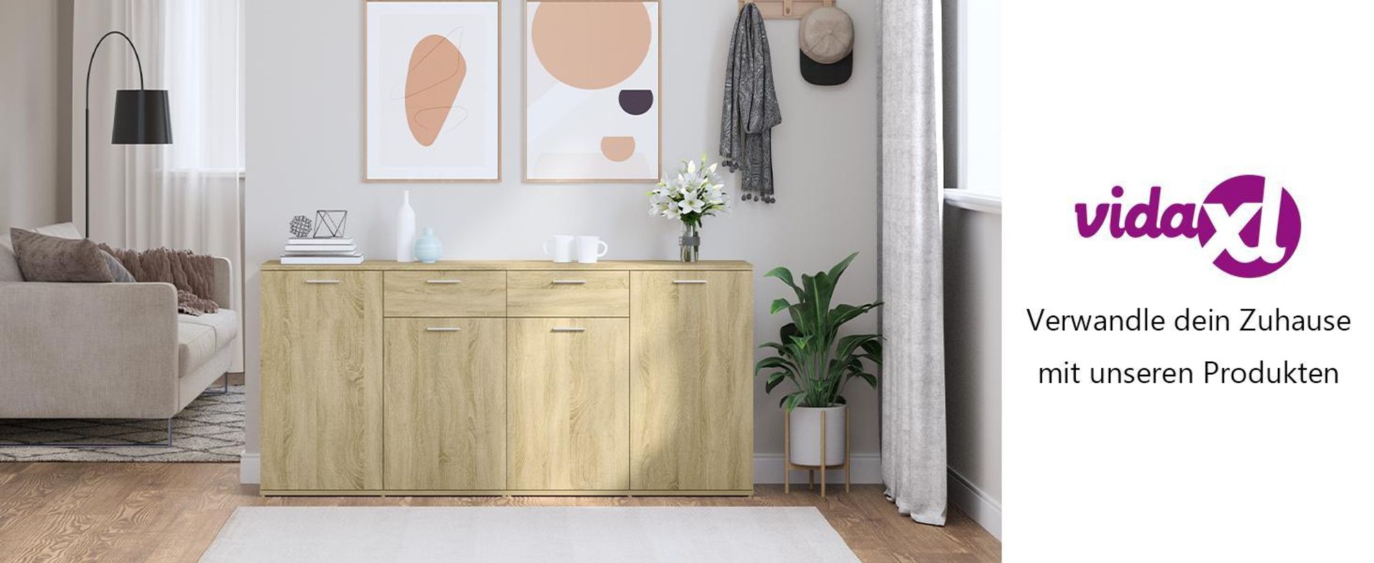 vidaXL Sideboard Sonoma-Eiche 160x36x75 cm Holzwerkstoff