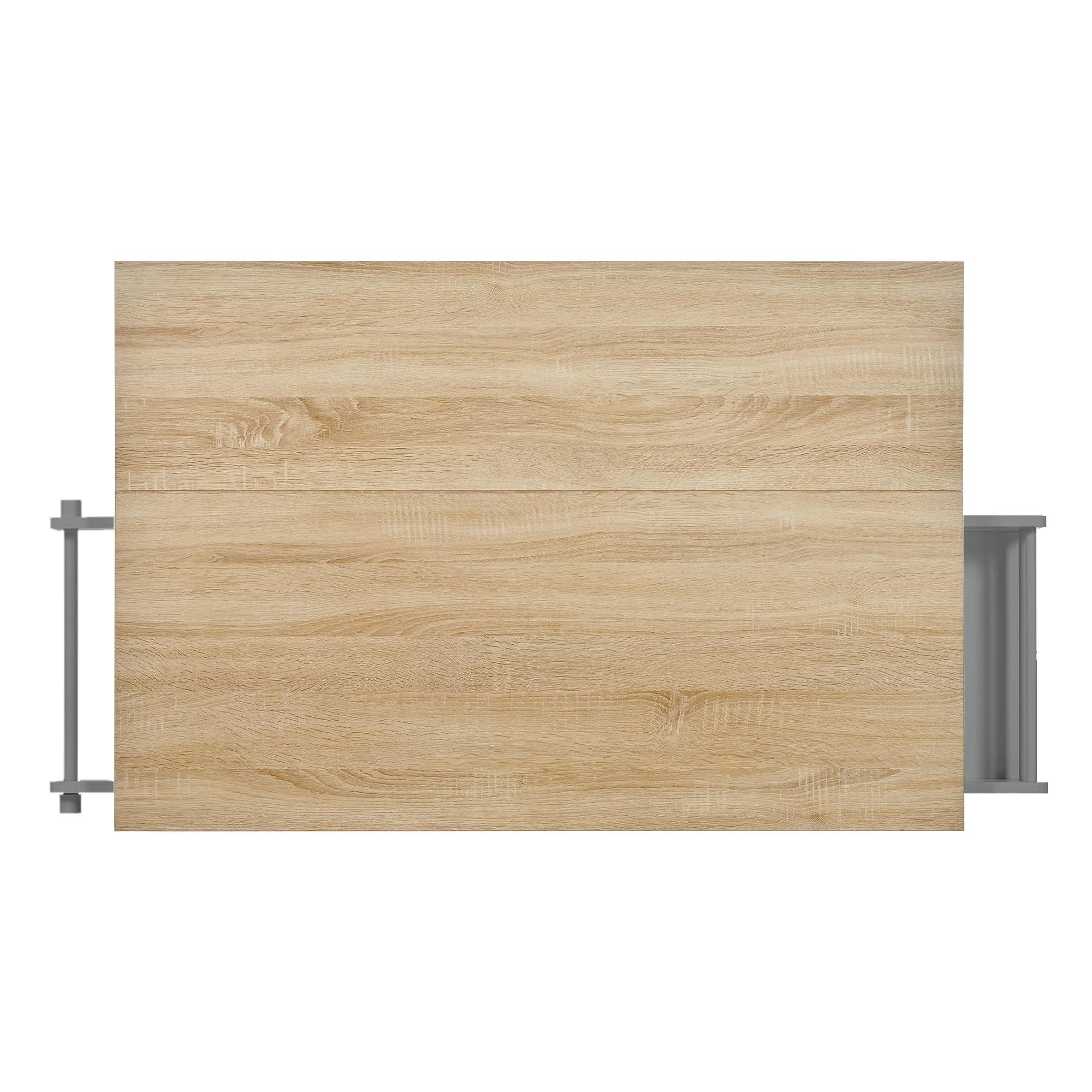 Flieks Servierwagen mit Arbeitsplatte Klappbar, Kücheninsel Küchenwagen mit Mülleimerfach & Schubladen, Mobil Speisewagen, 112x46.2-76.2x92.7cm, Grau