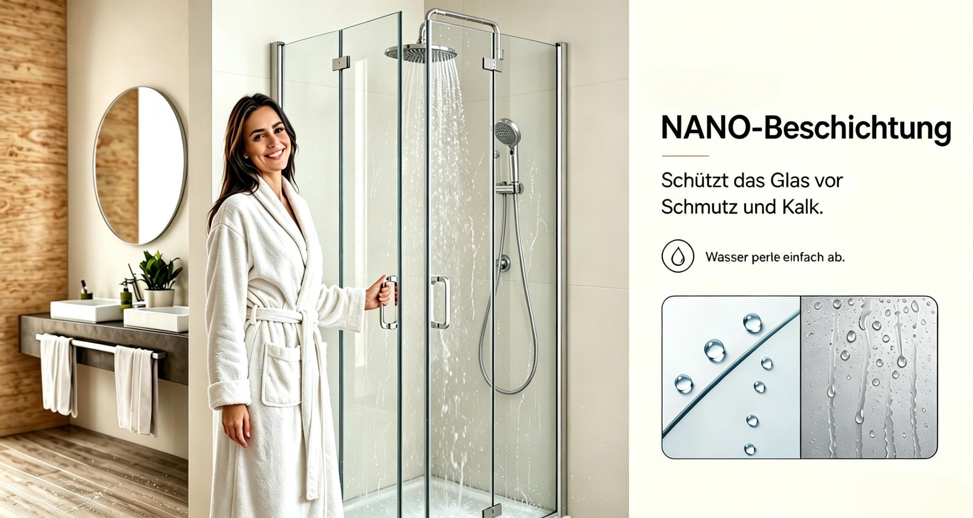 Duschkabine Eckeinstieg 90x90 cm Falttür mit Doppel Faltbar Duschtür, 6mm NANO ESG Glas, Drehfalttür komplett Dusche Höhe 197cm, ohne Duschwanne
