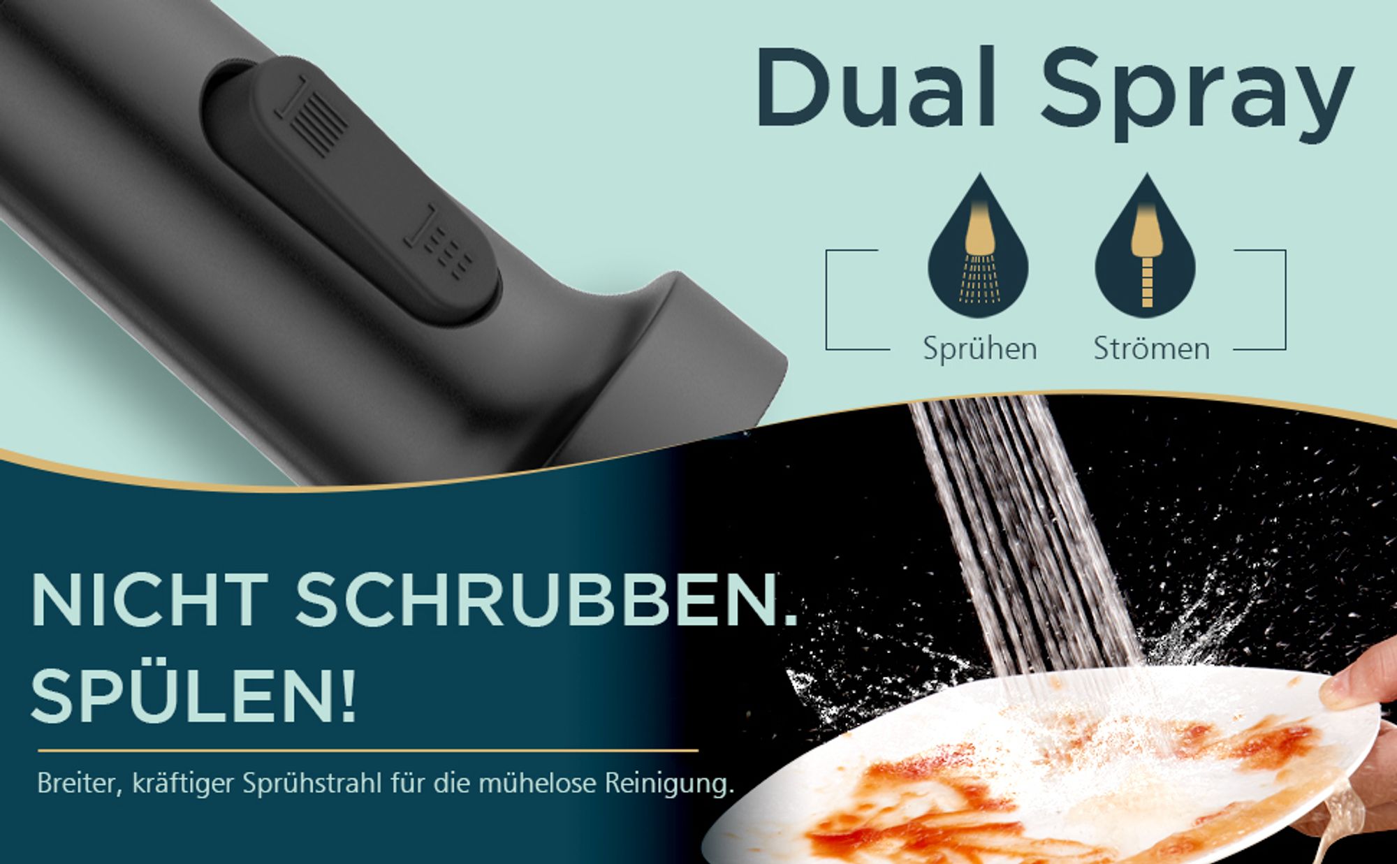 Wasserhahn Küche, Hoher Bogen Hochdruck Küchenarmatur mit Herunterziehen Brause Armatur, Mischbatterie Spültischarmatur Küchenarmaturen, 360°