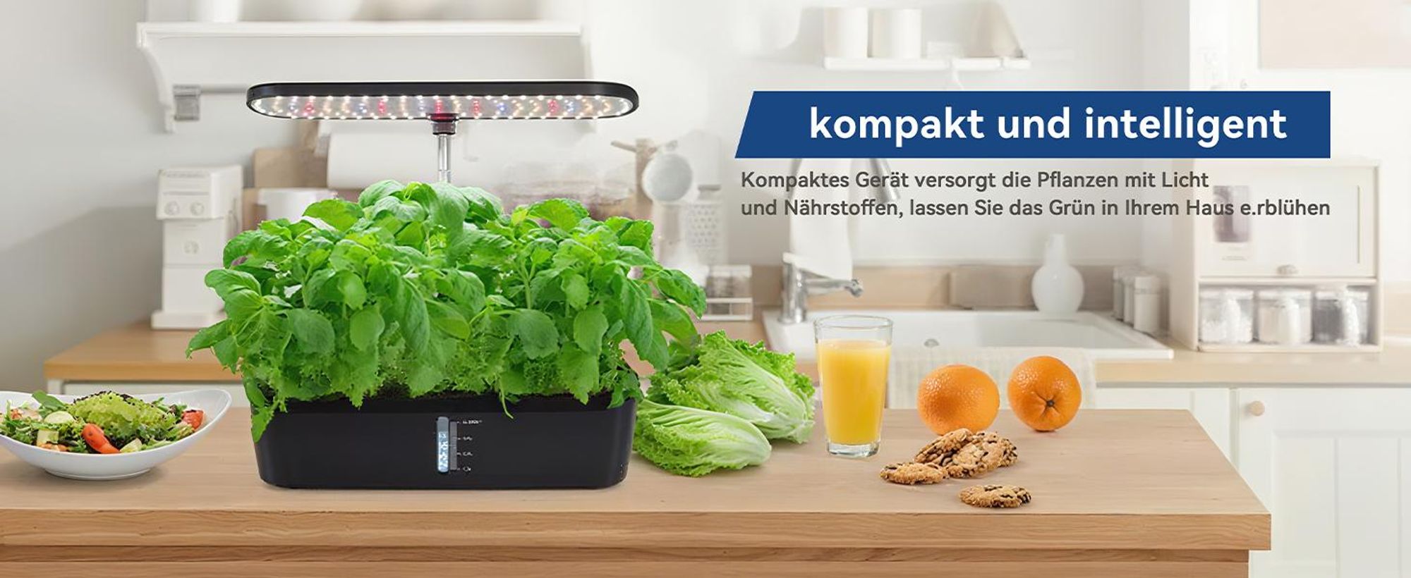 Puluomis Hydroponics Growing System,12 Pods Kräutergarten-Set Indoor mit LED Grow Licht Gartensystem, Automatic Timer, Höhenverstellbar, 4L Wassertank