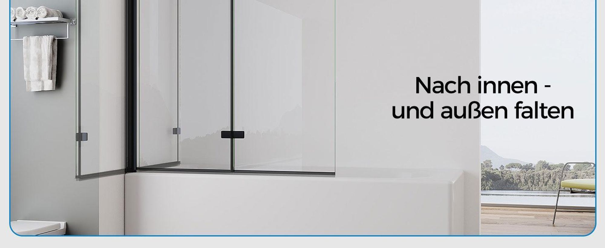 IMPTS Duschwand für Badewanne 110x140cm Faltbar Duschabtrennung 2-teilig Badewannenaufsatz ESG GLAS Badwannenfaltwand Schwarze, Klarglas