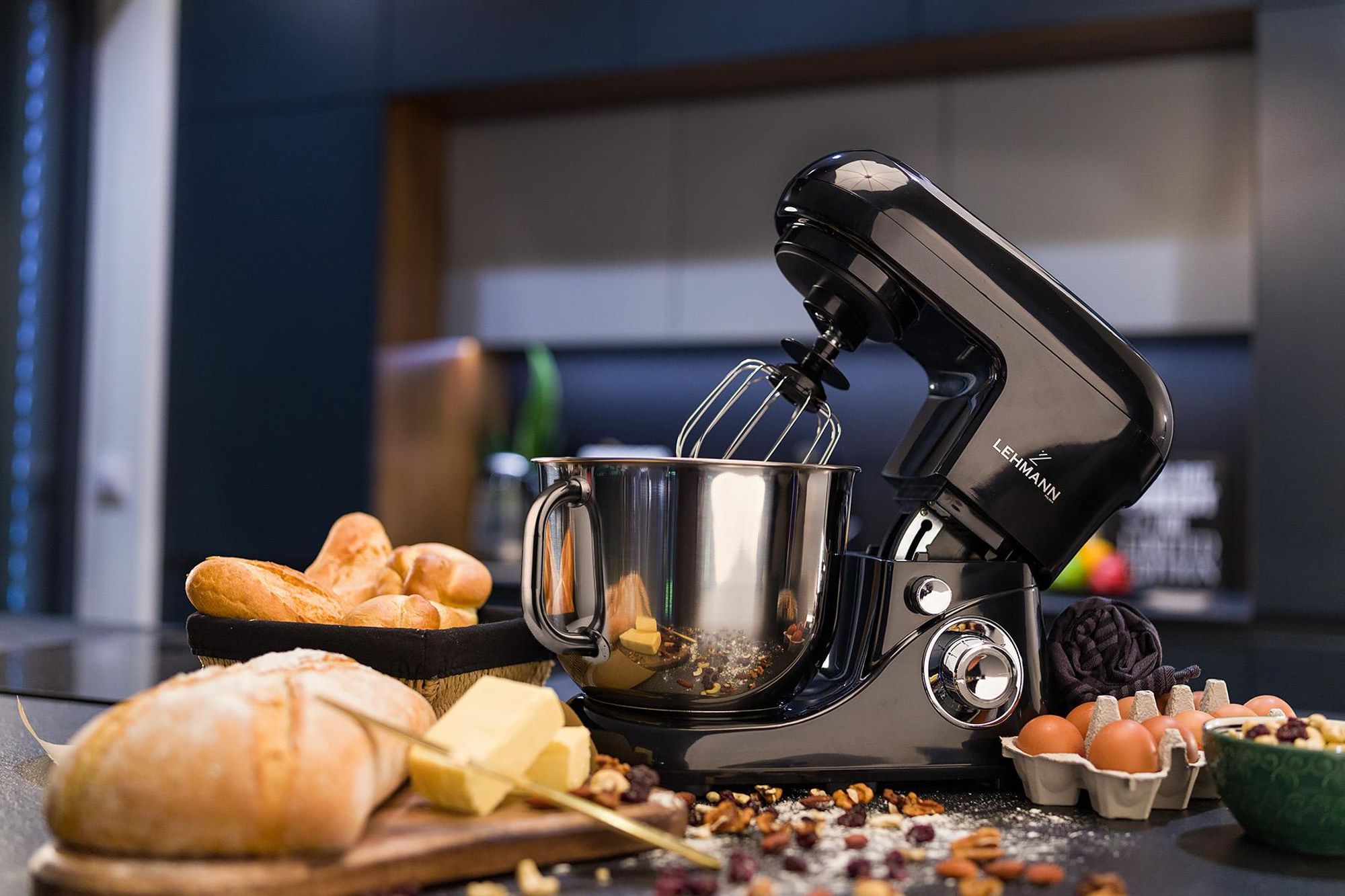 Robot Pâtissier Boulangerie Cuisine Ménager Multifonction Bol 5L Bomann