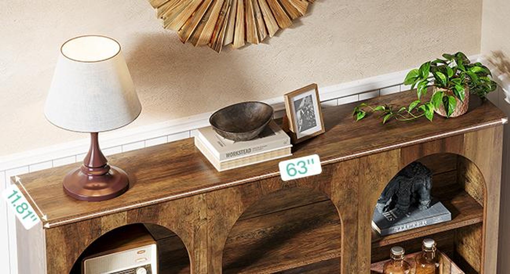 Tribesigns Farmhouse table console, table d'entrée de 160 cm de long , table basse rectangulaire en bois derrière le canapé, pour entrée, couloir, salon, marron