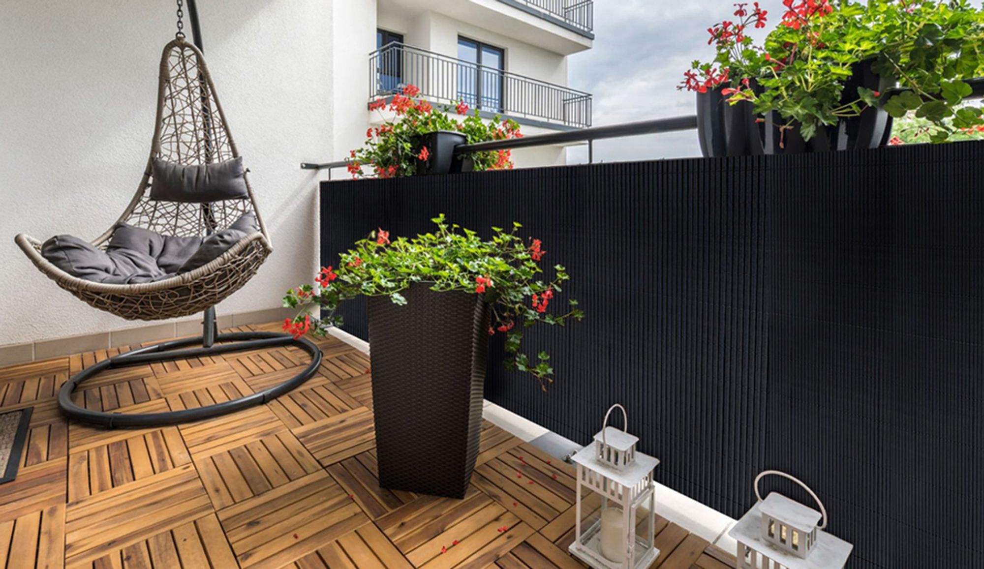 Sekey PVC Sichtschutzmatte 80x300 cm Doppelte Verstärkung Innen, Balkon Sichtschutz Garten, Anthrazit