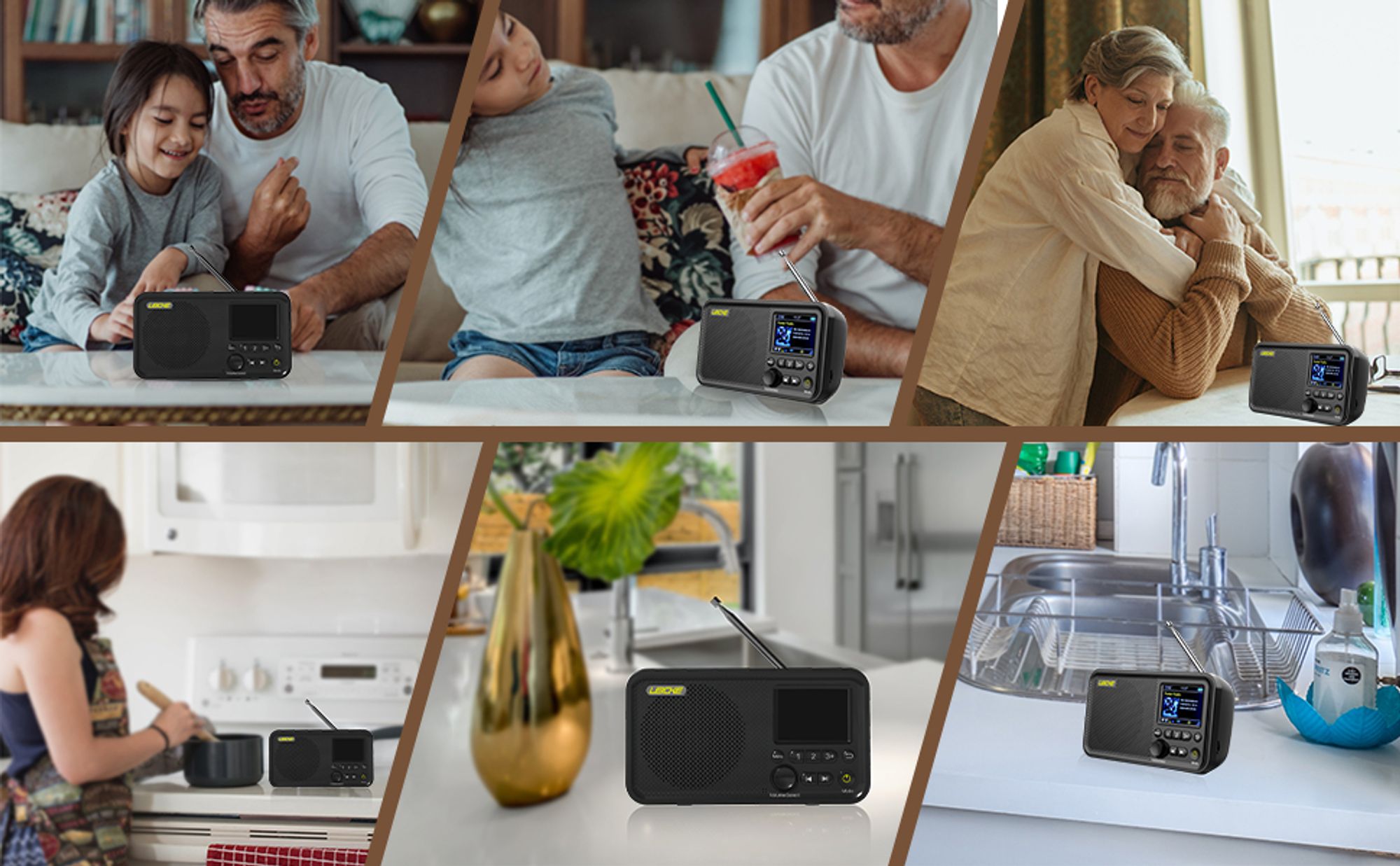LEICKE tragbares DAB+ Radio mit Bluetooth 5.0 |UKW Radio, 2,4" Farbdisplay, 80 Voreinstellungen, Küchenradio mit Adapter und 4000mAh Akku, MicroSD/TF.