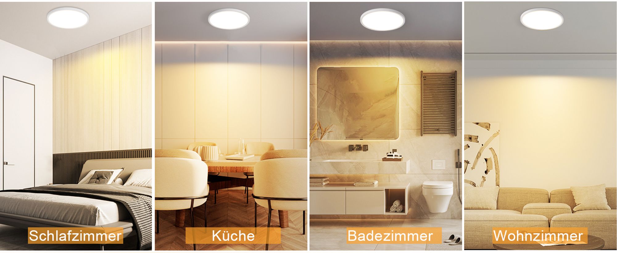 ZMH Deckenlampe LED Deckenleuchte Flach Schlafzimmerlampe 18CM Badezimmerlampe 15W Küchenlampe  Schlafzimmer weiß Deckenbeleuchtung Flurlampe Decke Badlampe 3000K für Küche Flur