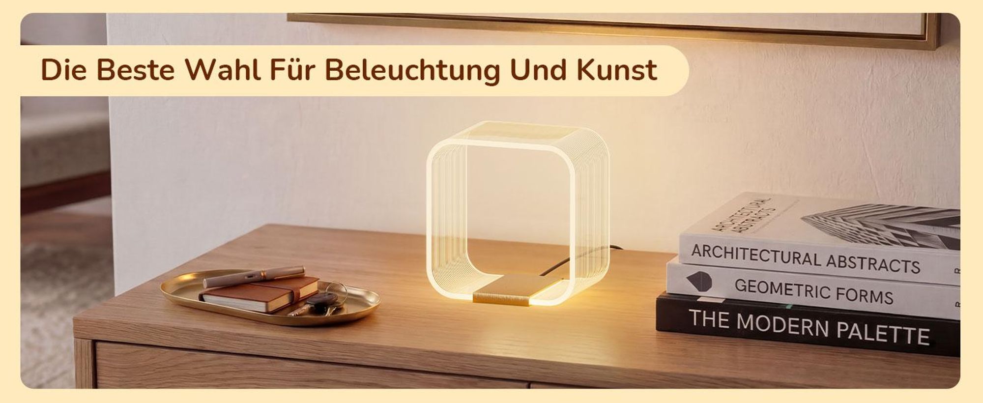 EDISHINE LED Nachttischlampe Dimmbar, Moderne Tischlampe mit Versteckter Lichtquelle &Lasergravur,3 Farbtemperaturen, Acryl & Aluminium,Nachtlich Gold