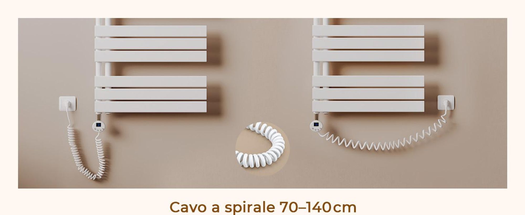 S'AFIELINA Radiatore elettrico per asciugamani 1041×400 mm, Radiatore elettrico per bagno con termostato, WiFi, timer programmabile, display LCD, 400 W, Bianco