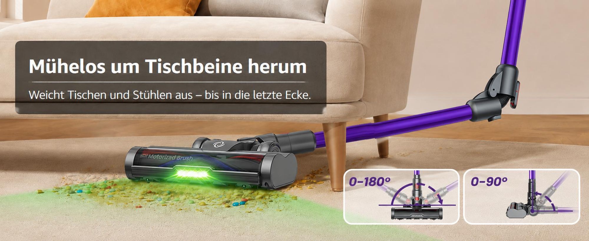 75000Pa Akku staubsauger 600W/70Min.1,2L Staubbehälter,Ultraleiser Staubsauger Kabellos,65dB leise,OLED Display,H14-Filtersystem,handstaubsauger