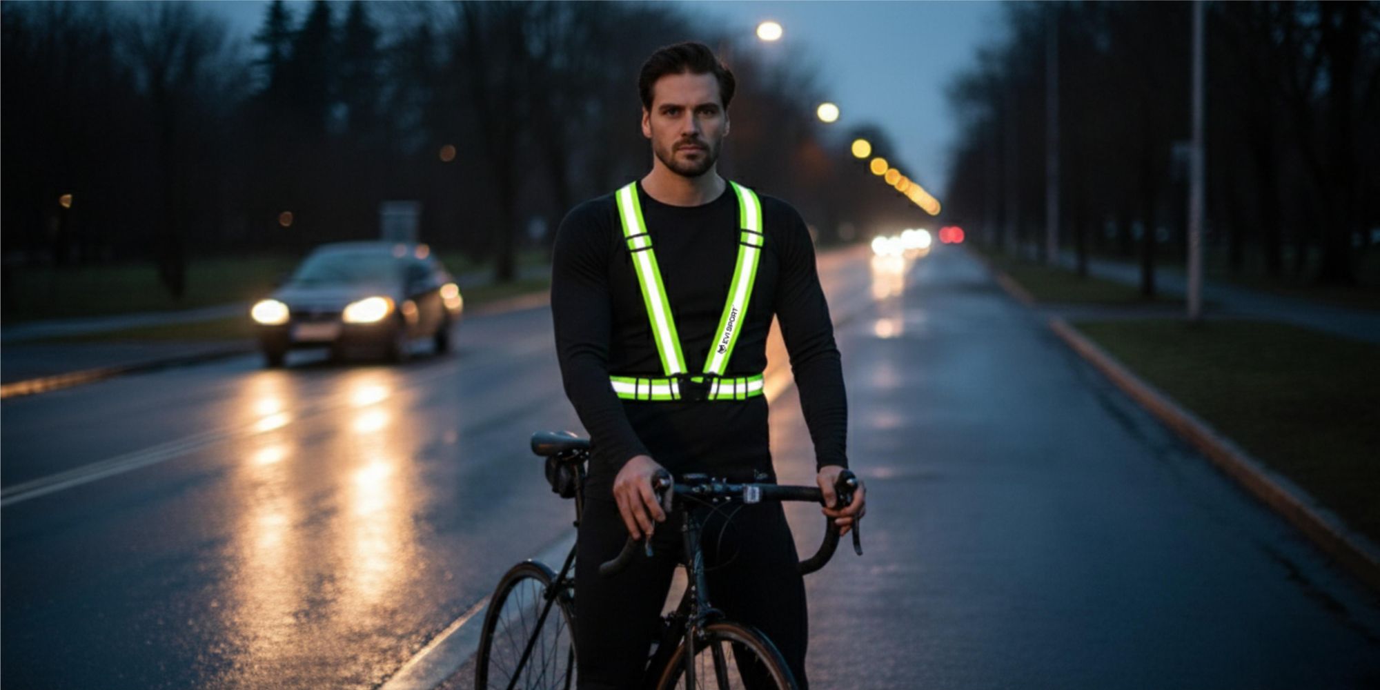 Reflektierende Weste Sicherheitsgeschirr verstellbar, Reflektor Hosenträger für Fahrrad Motorrad Laufen & Joggen, EVI SPORT ActiveStride Neongelb