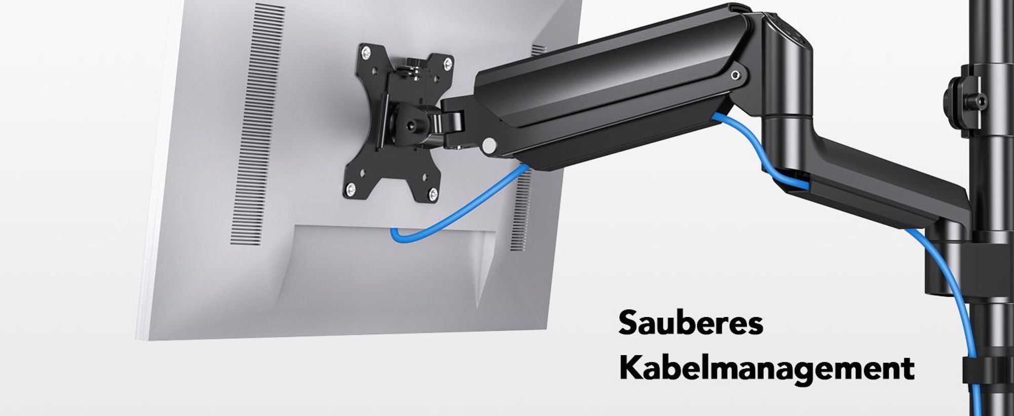 Monitor Halterung, 2-fach Monitor Schreibtisch Halterung, für 13-32 Zoll PC Monitor,Höhenverstellbare Bildschirmhalterung mit Langem Arm,VESA 75/100mm