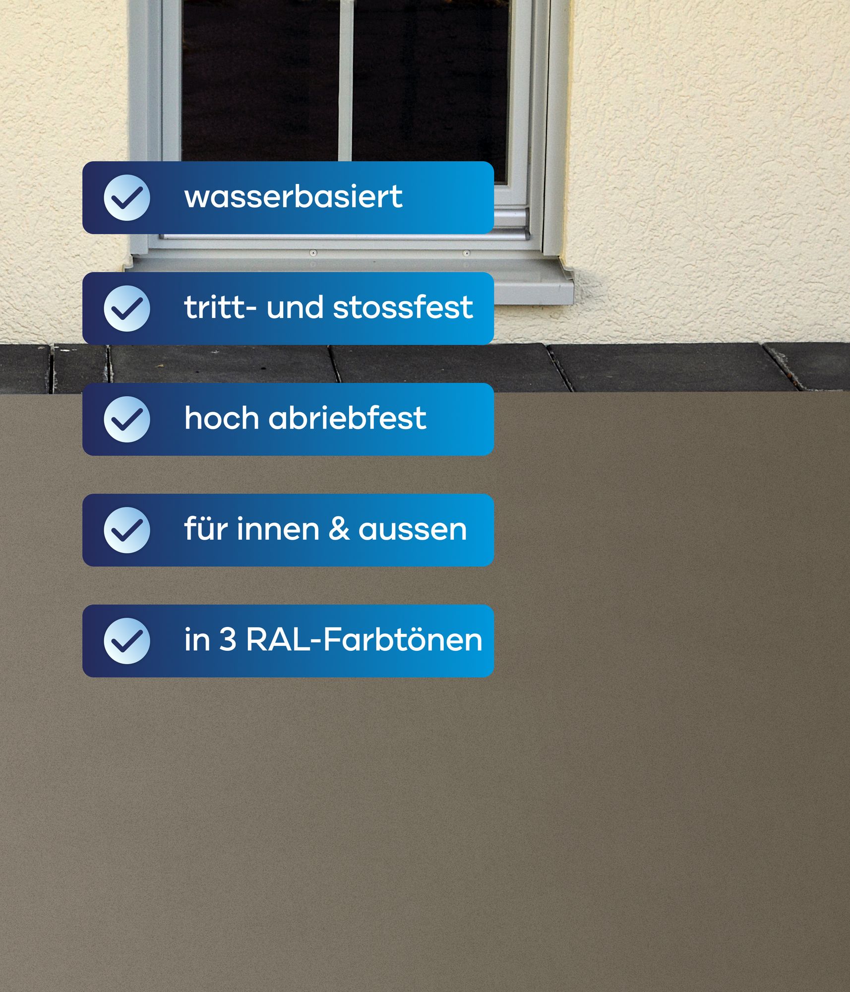 Plid Betonfarbe 0,75 L Kieselgrau – Strapazierfähige Boden- & Sockelfarbe, innen/außen, wetterfest, modern matt, ca. 8 m²