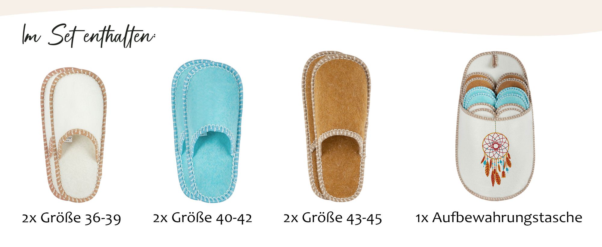 ONVAYA® ABS Gästepantoffel | Traumfänger | 6er Set | Antirutsch Sohle | Hausschuhe | Filzpantoffel | Gr. 36-45 Gästehausschuhe