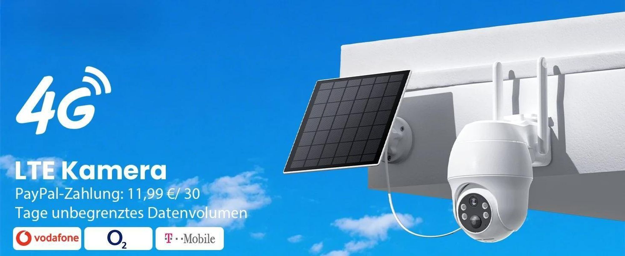 ieGeek 2K HD 4G LTE bewakingscamera voor buiten, met SIM-kaart, batterij, zonnepaneel, geschikt voor buiten, 360° PTZ, draadloos, geen Wi-Fi nodig, met kleuren nachtzicht