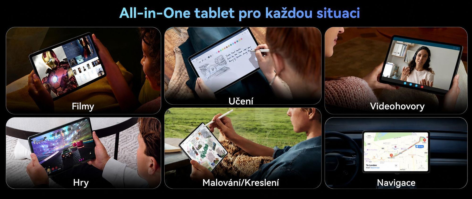 Tablet Nexall N90 s Androidem 16, 12" FHD InCell s obnovovací frekvencí 120 Hz, 24 GB (8+16) RAM + 128 GB ROM (podpora TF karet až 2 TB), 5G, WiFi/4G SIM, 9000 mAh/18 W, Gemini AI, včetně stylusu, klávesnice a myši