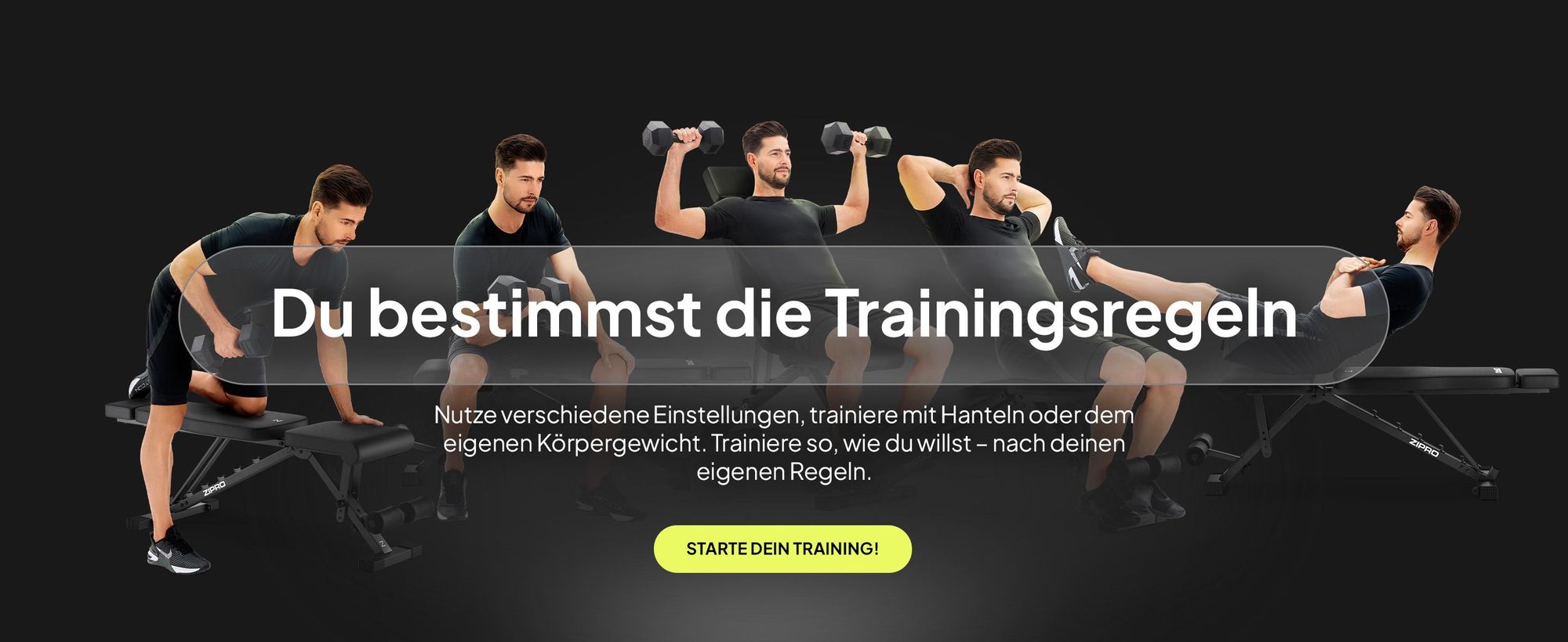 ZIPRO Grind Hantelbank Klappbar - Trainingsbank Verstellbar 300 kg Flachbank Schrägbank Negativbank Kraftstation Fitnessgerät für Zuhause