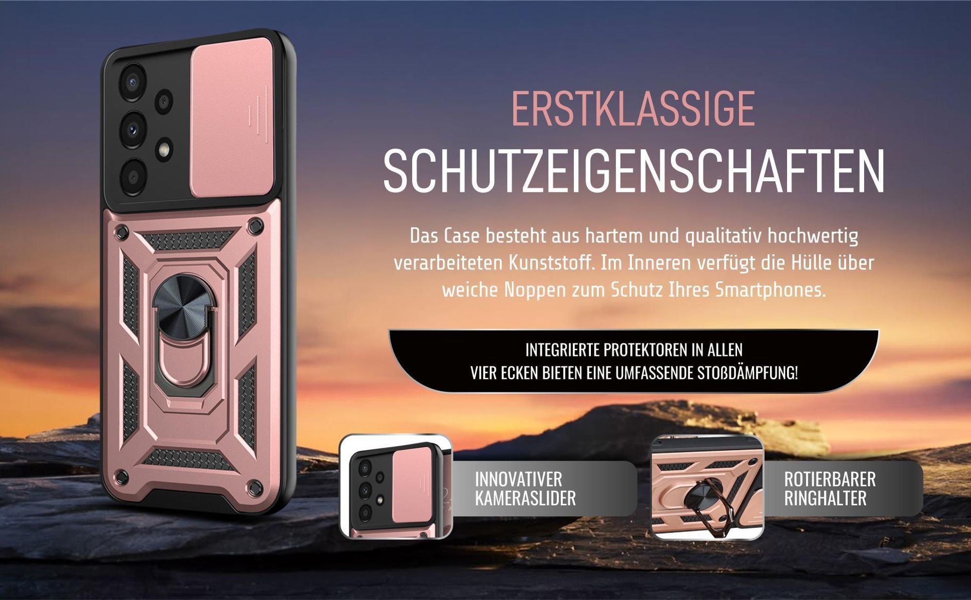 Handycase in Rosegold für Samsung Galaxy A33 5G mit Ringhalter