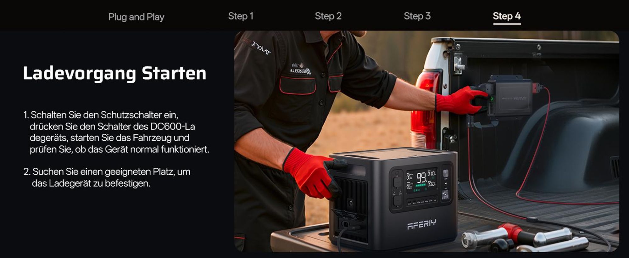 AFERIY DC060 DC-DC Ladegerät | 580W | Aktive Kühlung | 95% 48V Powerstationen