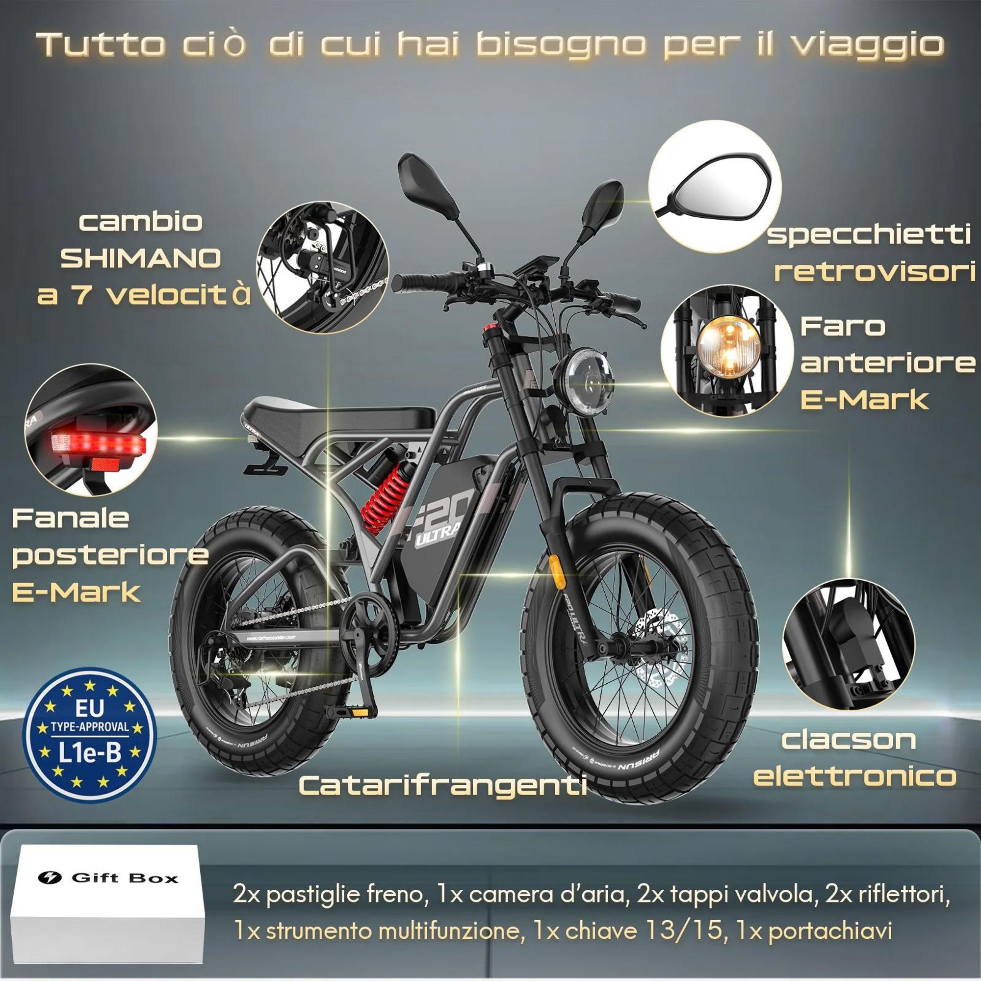 FAFREES F20 Ultra E-bike (Omologazione UE L1e-B) - Batteria 48V25AH Freni meccanici 20 Pollici Pneumatici - Verde