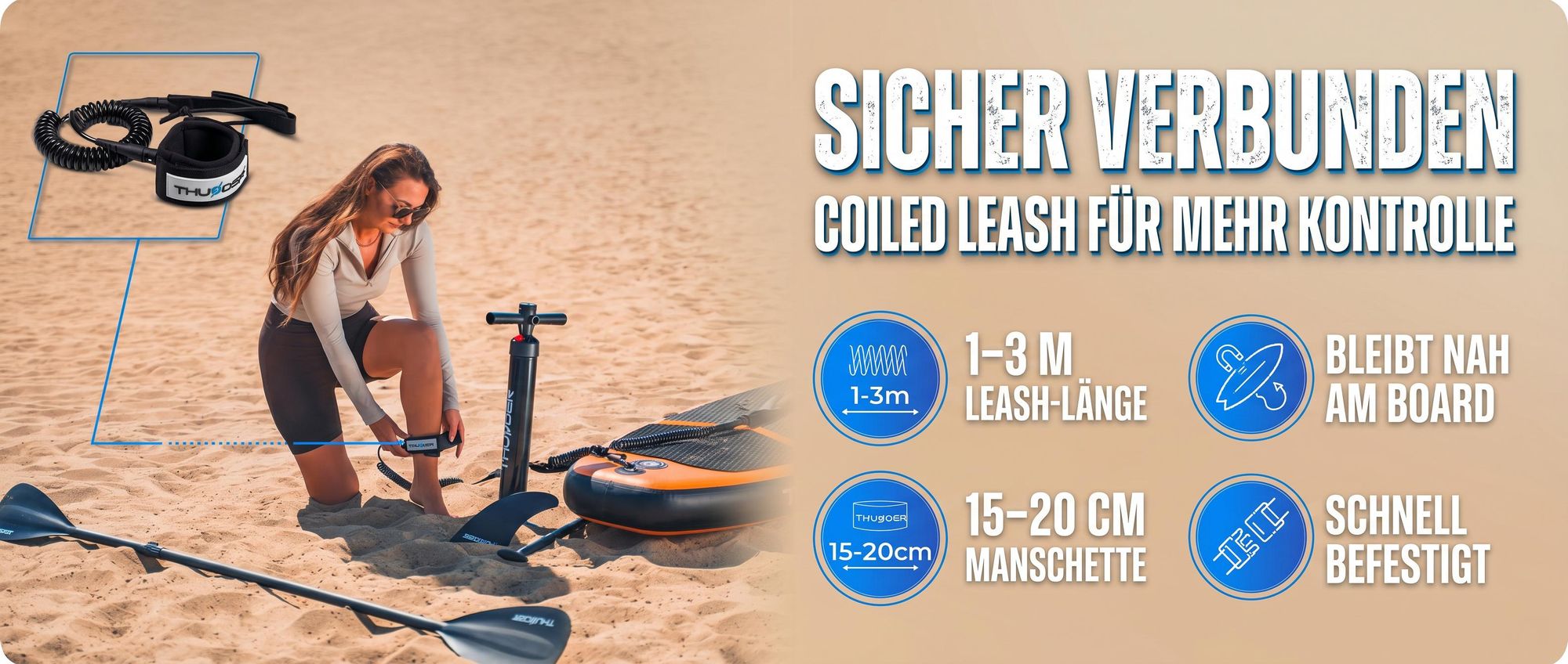 Thunder Earth Stand Up Paddle Board 365 x 75 x 15 cm Orange 150 kg