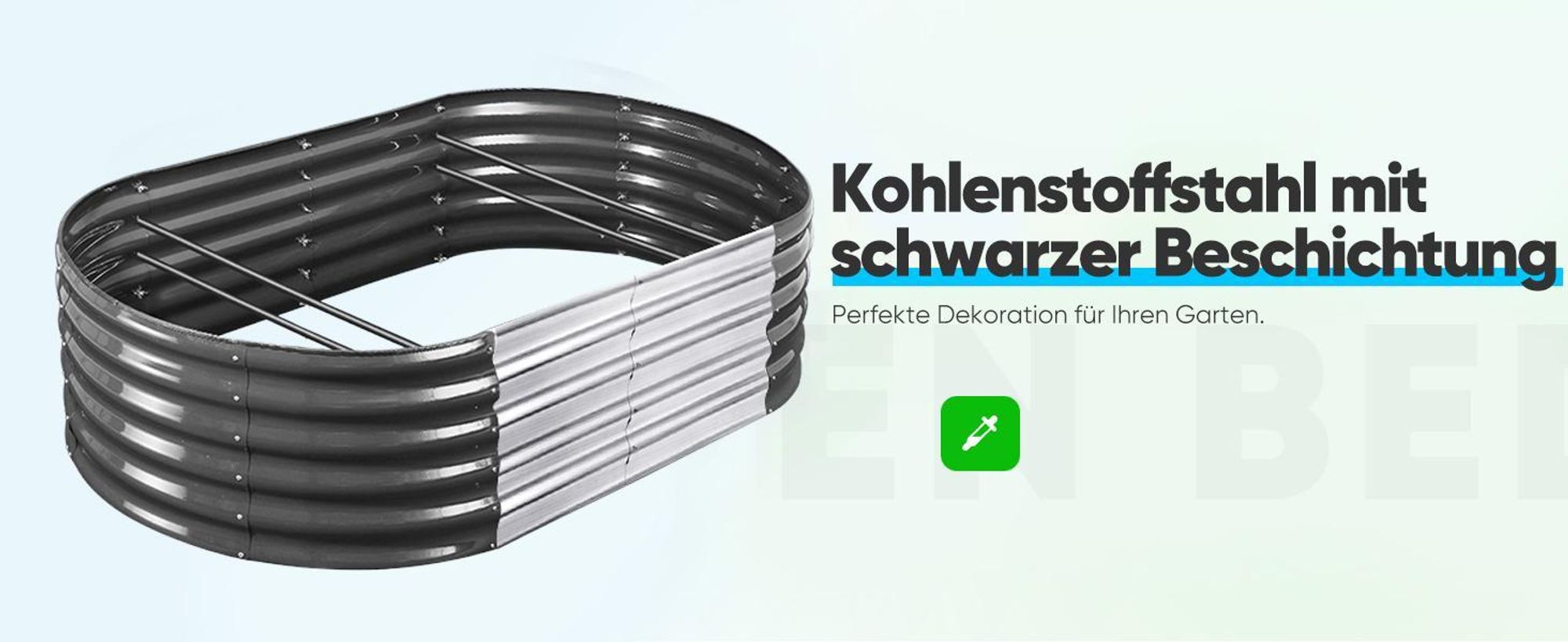 Quictent Hochbeet 180x90x45cm Oval, Pflanzkasten aus Metall, Gemüsebeet für Garten, steckbar & stapelbar Pflanzenbeet für Aussenbereich, Grau