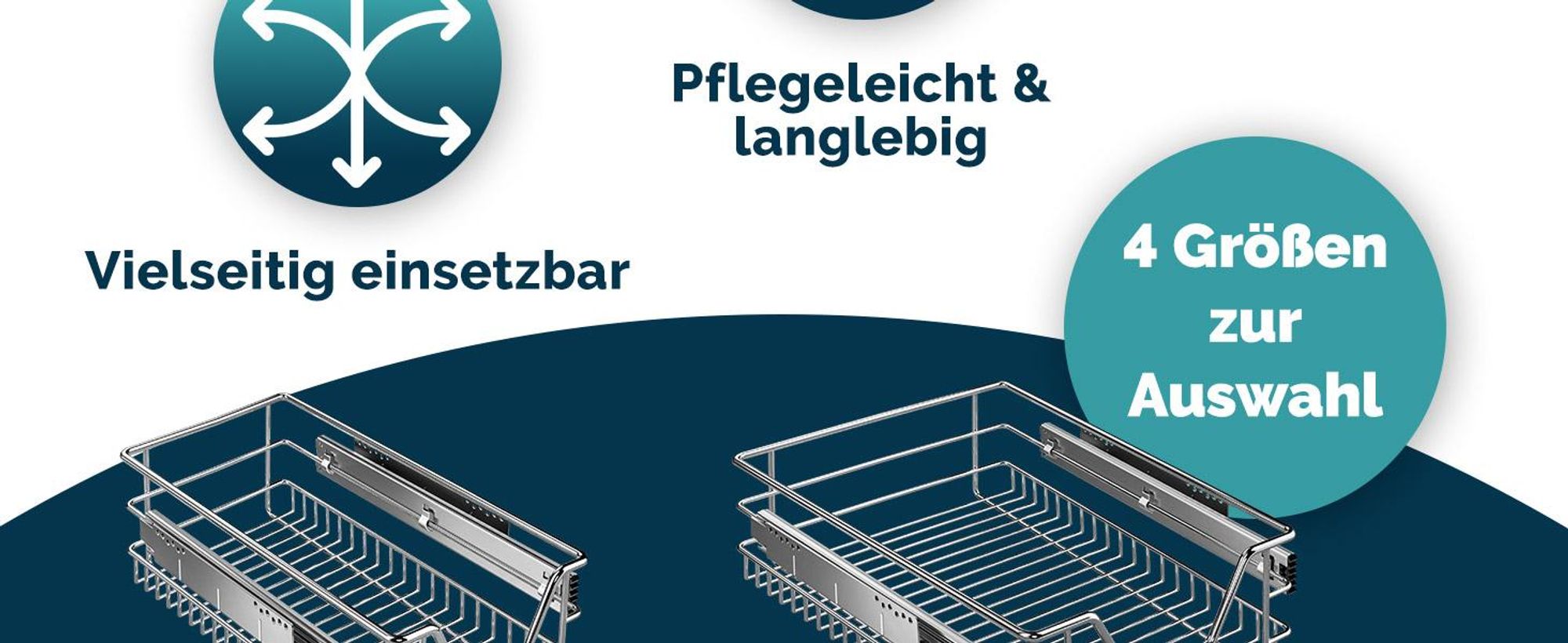 CASARIA® 3x Teleskopschublade Nachrüsten Schublade Küche 40cm 20kg Belastbar Verchromt Korbauszug mit Zubehör Haushalt Küchenschrank Kleiderschrank