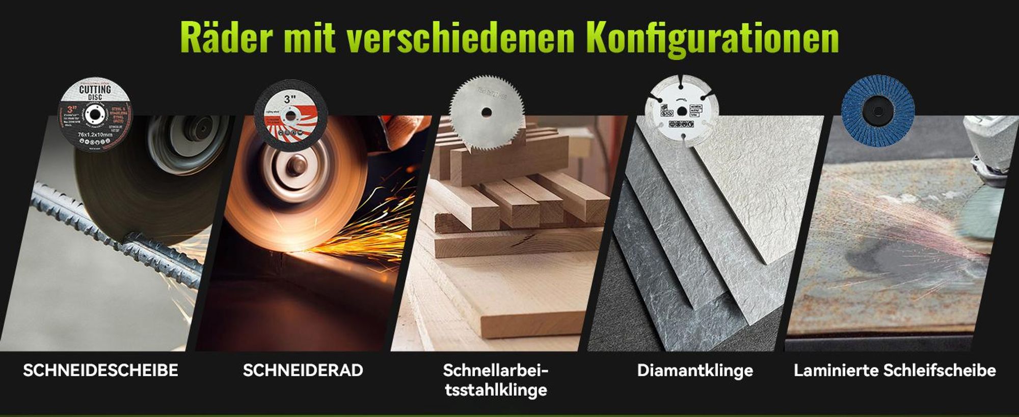 DEWINNER Akku-Winkelschleifer 19 500 U/min - 76mm Schleifscheibe, 2 Akkus 2000mAh, 6 Schneidscheiben und Tragetasche - Für Schleifen, Polieren